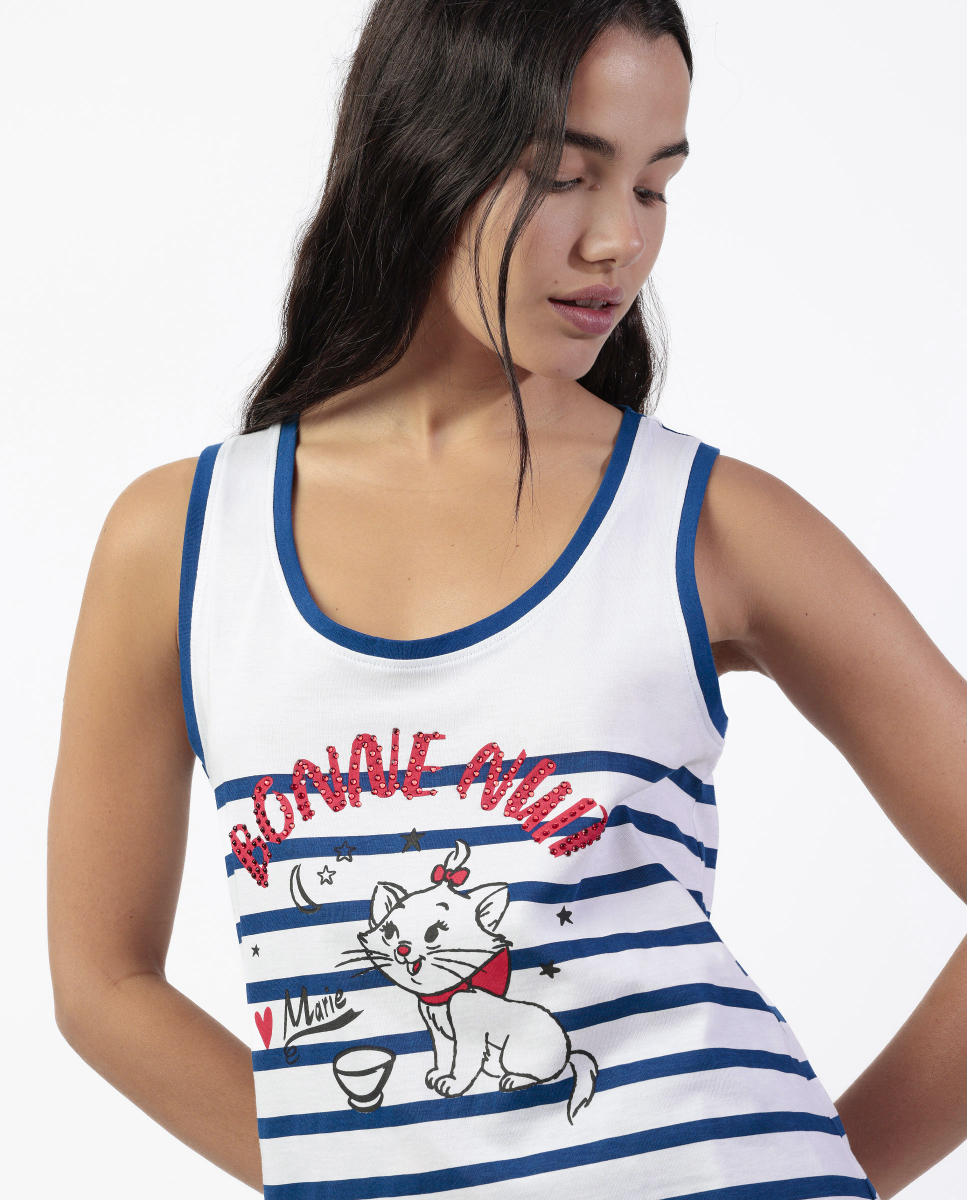 Pijama corto de mujer de punto de algodón en color - Disney - Azul Azul-4