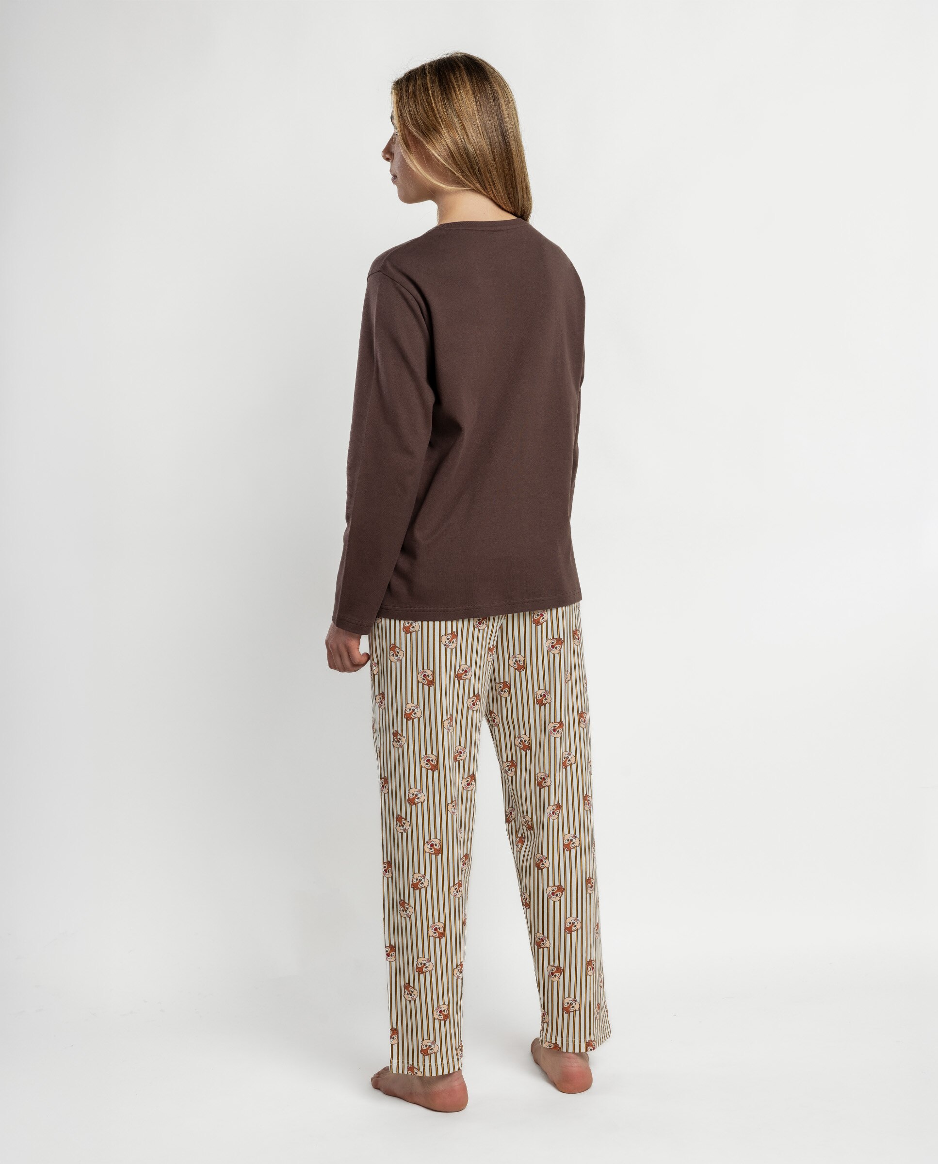 Pijama largo de mujer de punto interlock de algodón - Disney - Marrón Marrón-2