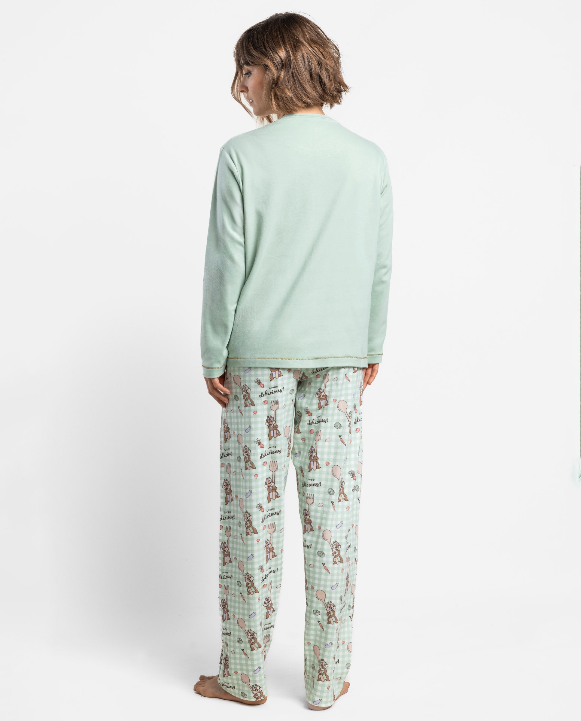 Pijama largo de mujer de punto interlock de algodón - Disney - Verde Verde-2