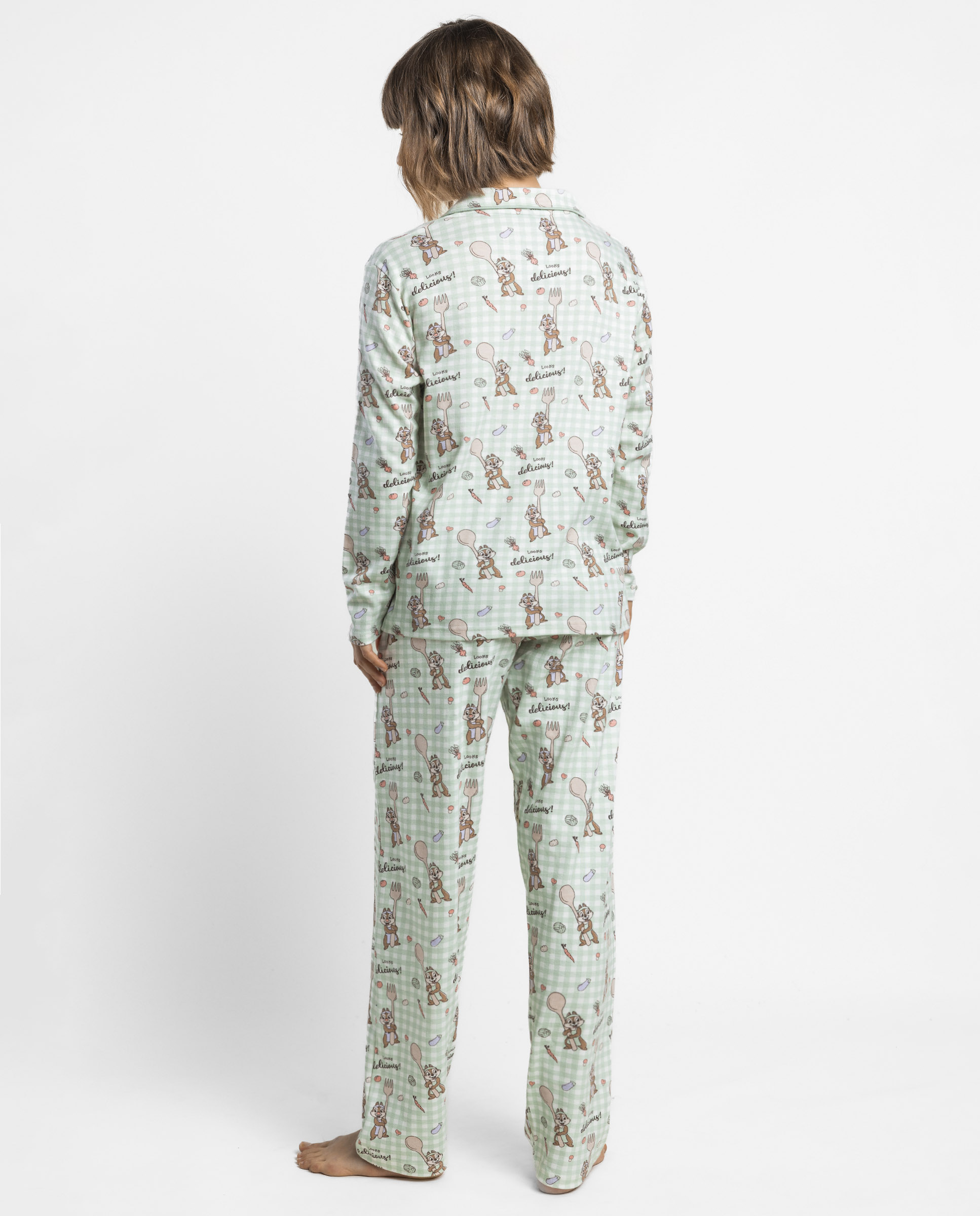 Pijama largo abierto de mujer de punto interlock de algodón - Disney - Verde Verde-2