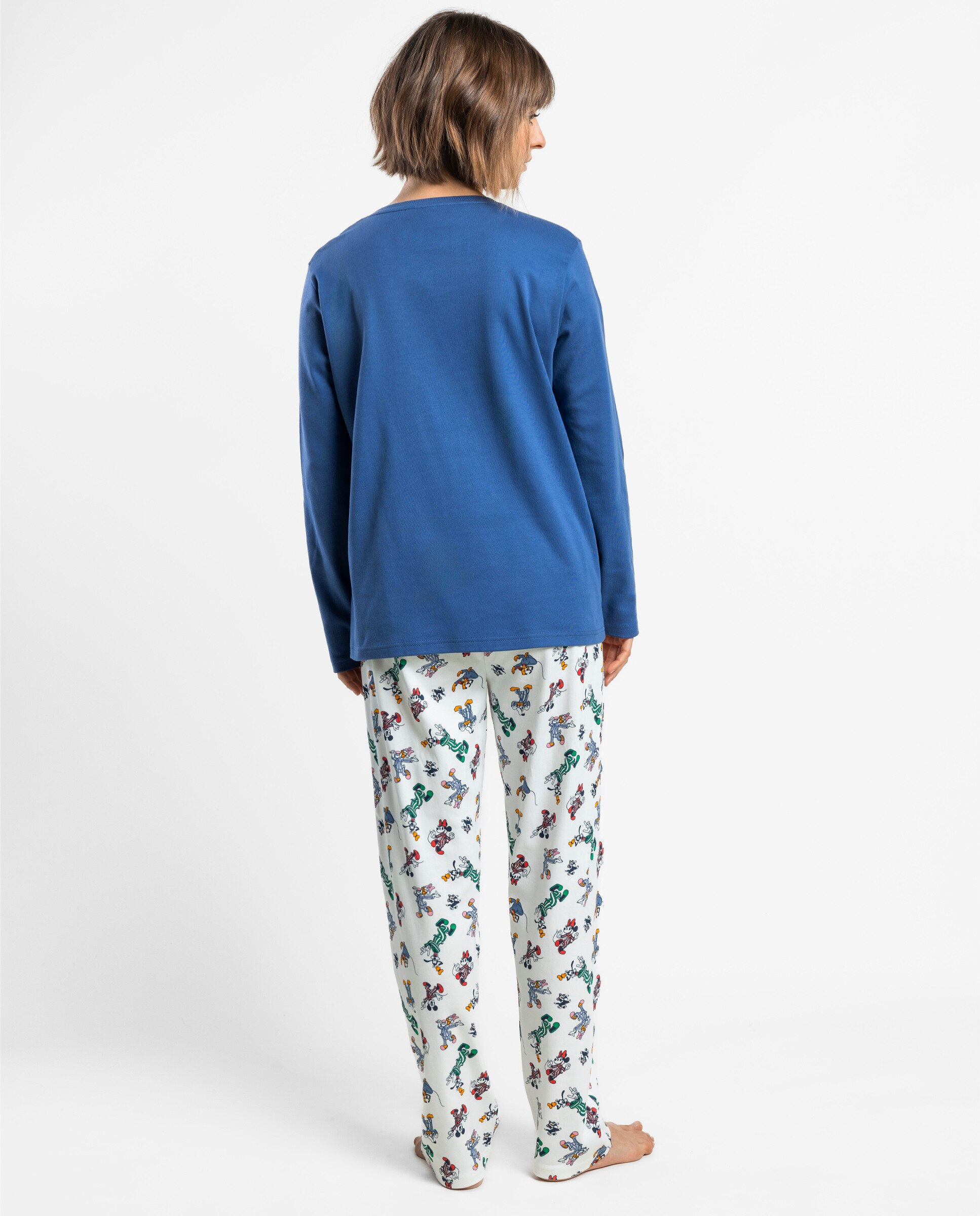 Pijama largo de mujer de punto interlock de algodón - Disney - Azul Azul-2