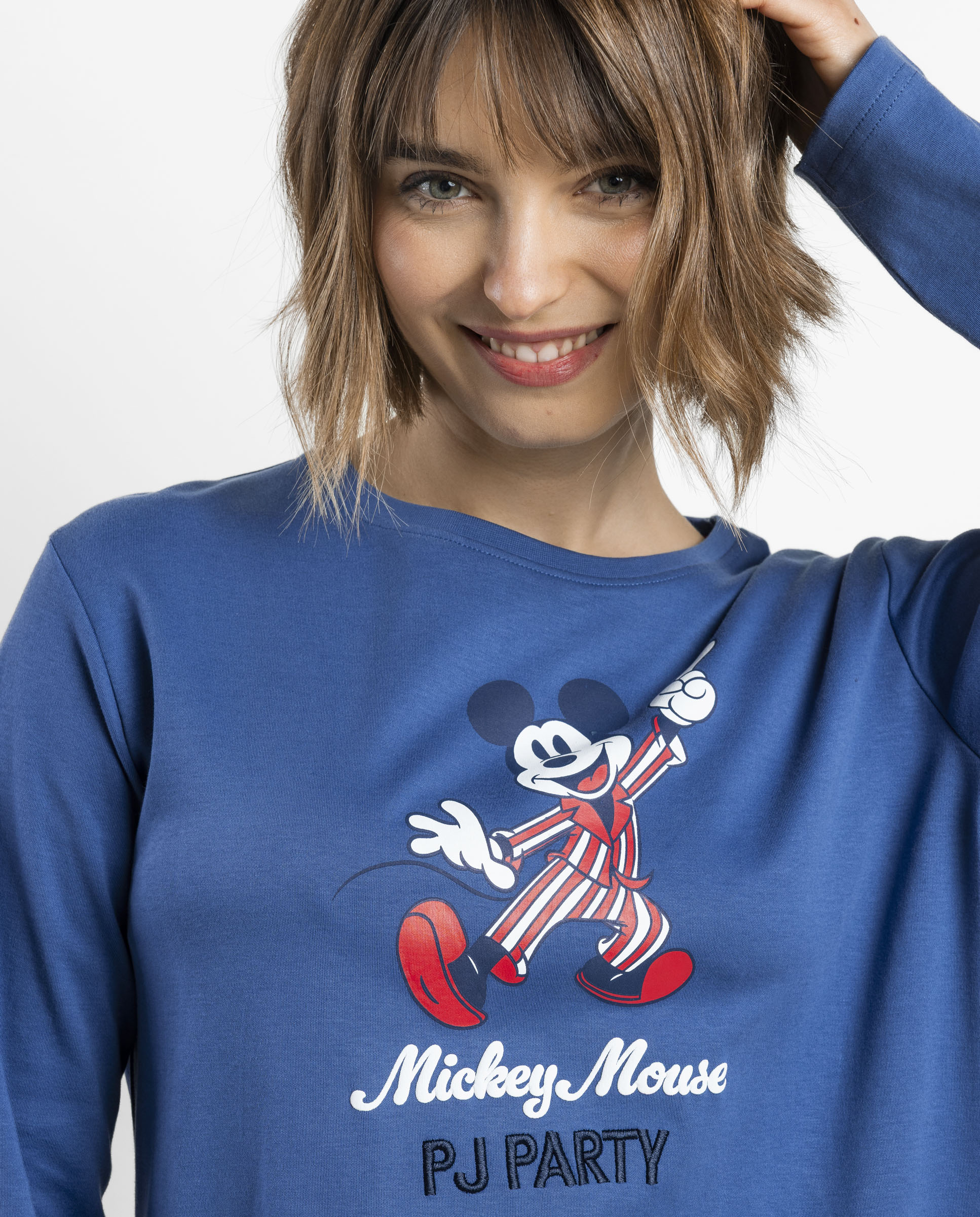 Pijama largo de mujer de punto interlock de algodón - Disney - Azul Azul-3