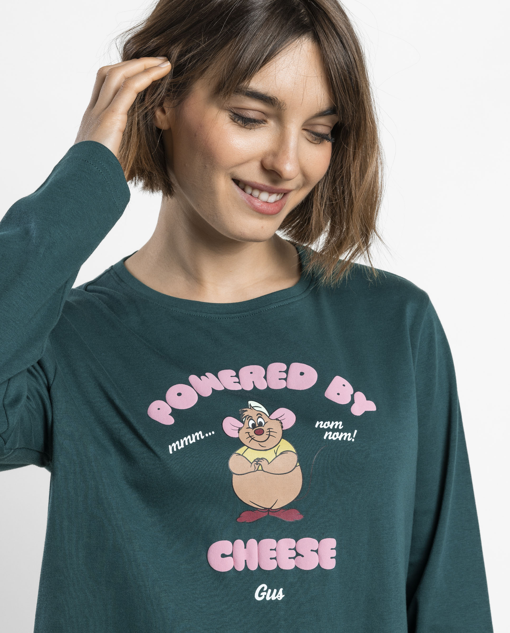 Pijama largo de mujer de punto interlock de algodón - Disney - Verde Verde-3