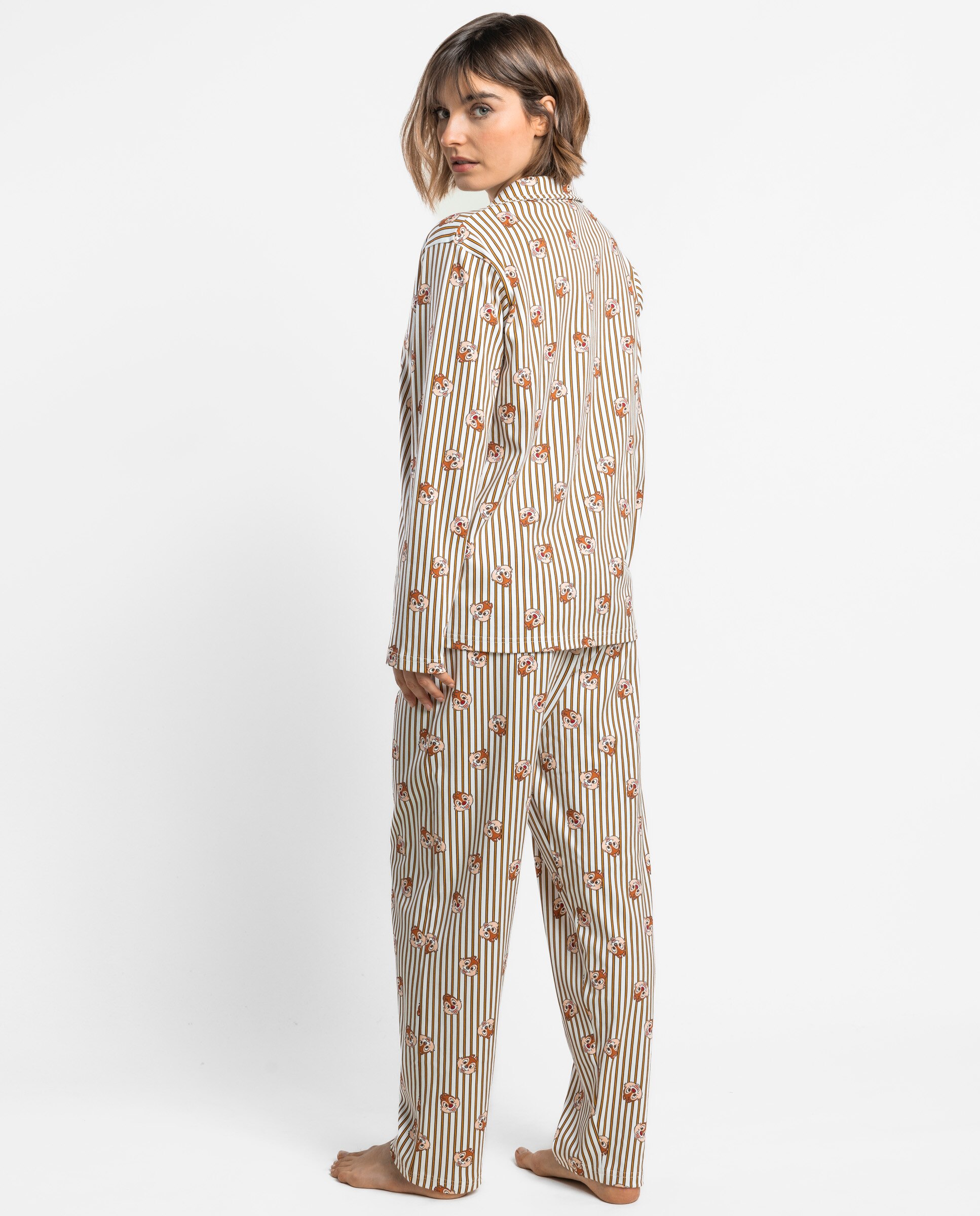Pijama largo abierto de mujer de punto interlock de algodón - Disney - Marrón Marrón-2