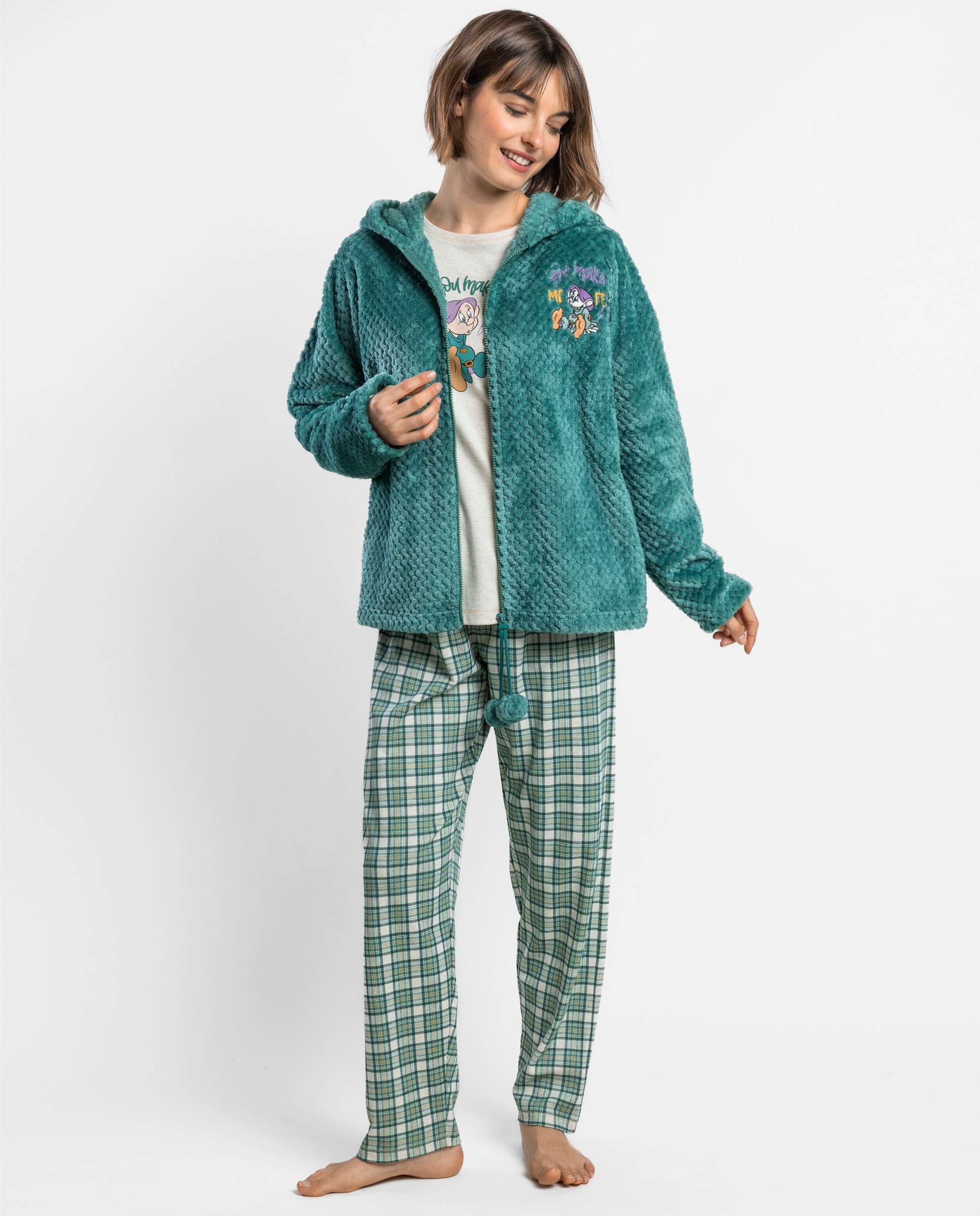 Bata de manga larga de mujer de tejido polar con cremallera - Disney - Verde Verde-1