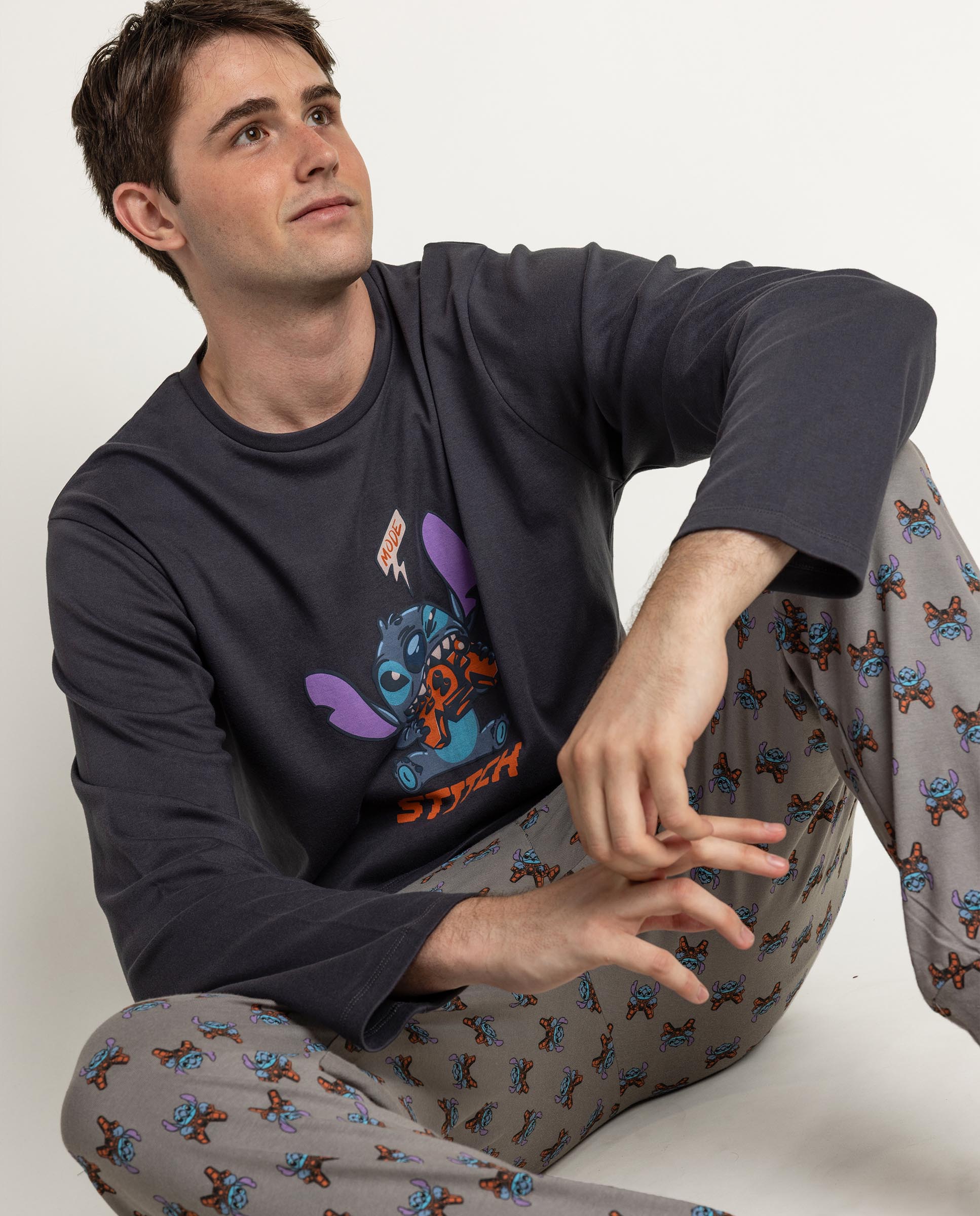 Pijama completo largo de hombre de punto de algodón - Disney - Gris oscuro Gris oscuro-3