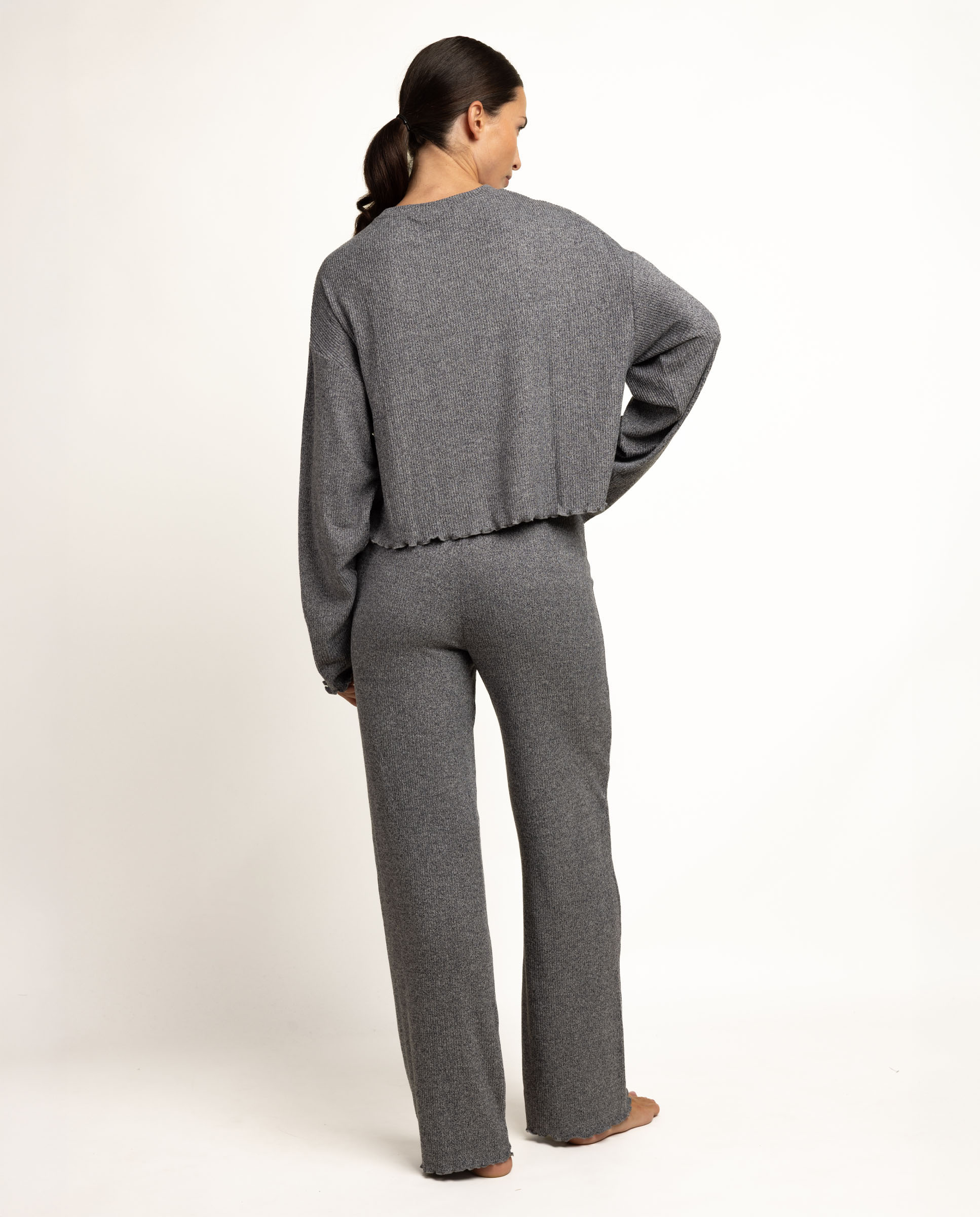 Pijama largo de mujer de punto - Admas - Gris Gris-2