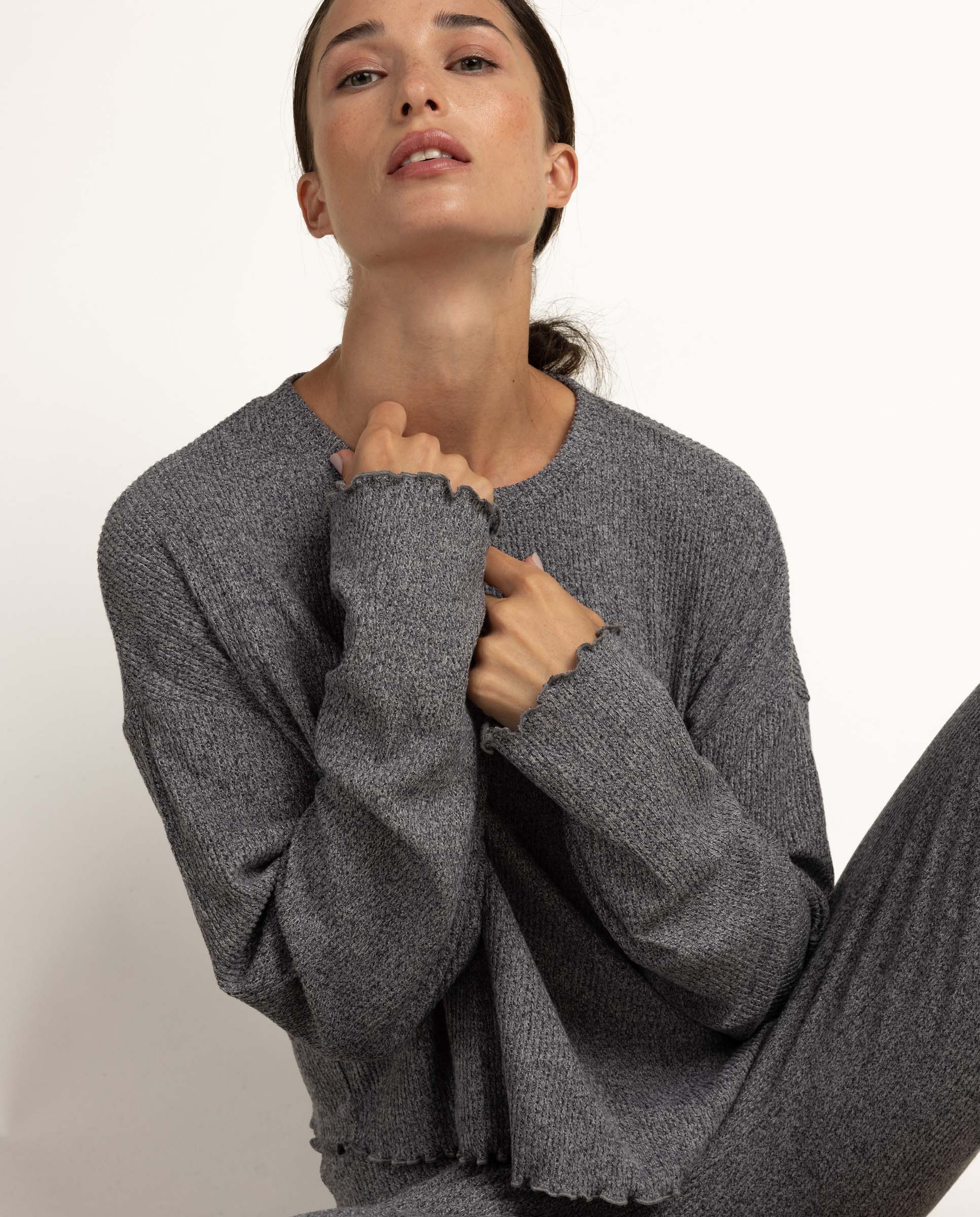 Pijama largo de mujer de punto - Admas - Gris Gris-3