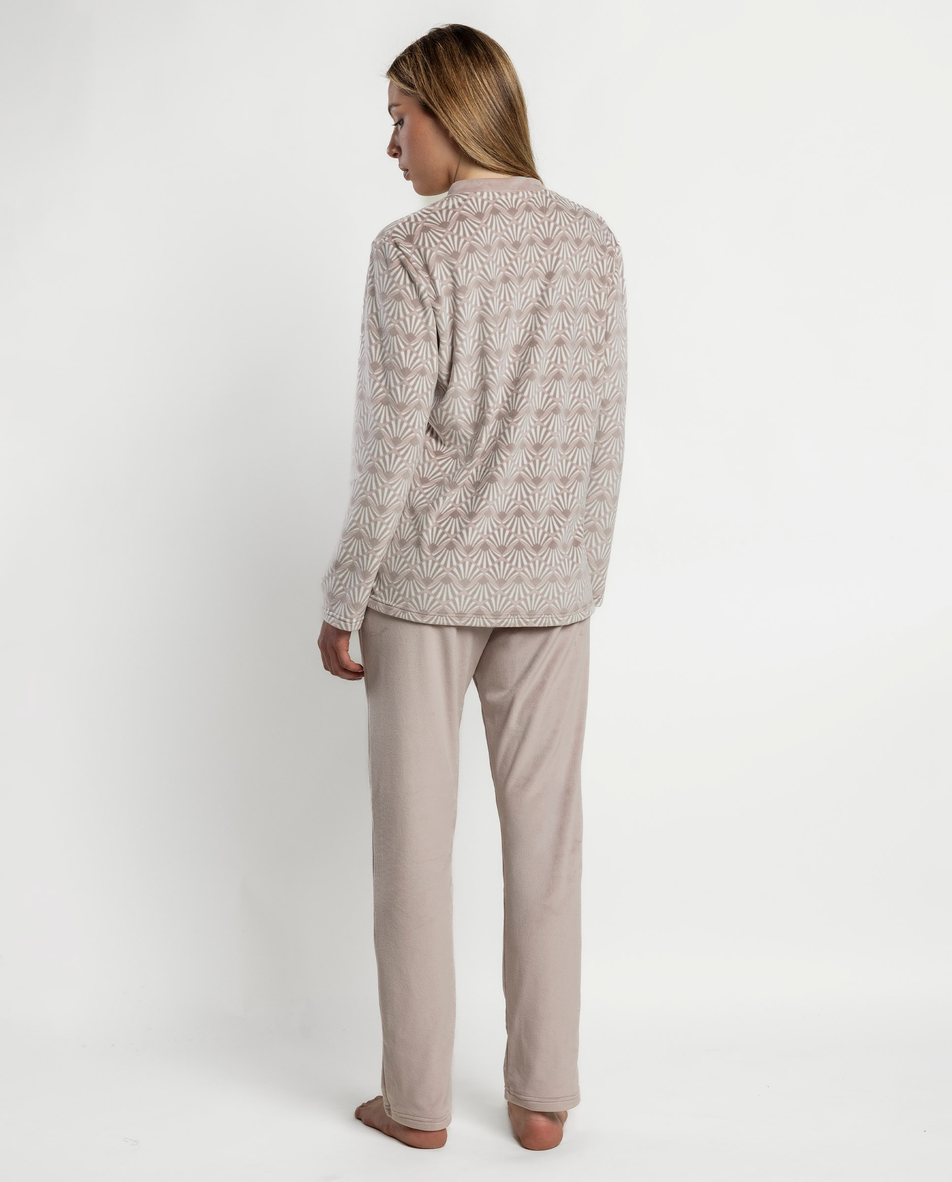 Pijama largo de mujer de tejido de terciopelo doble cara - Admas - Maquillaje Maquillaje-2
