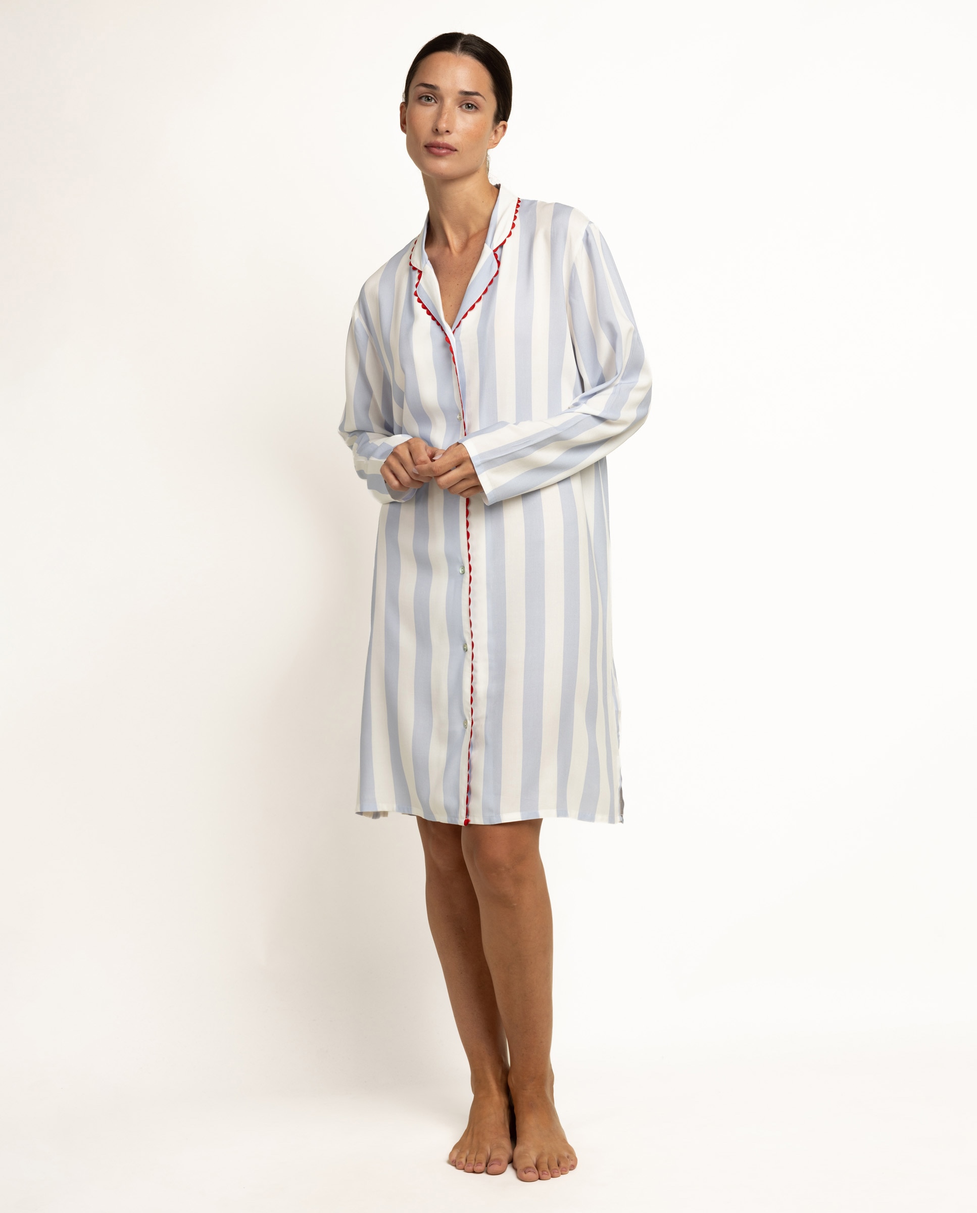 Camisón largo de mujer de tela viscosa - Admas - Azul Azul-1