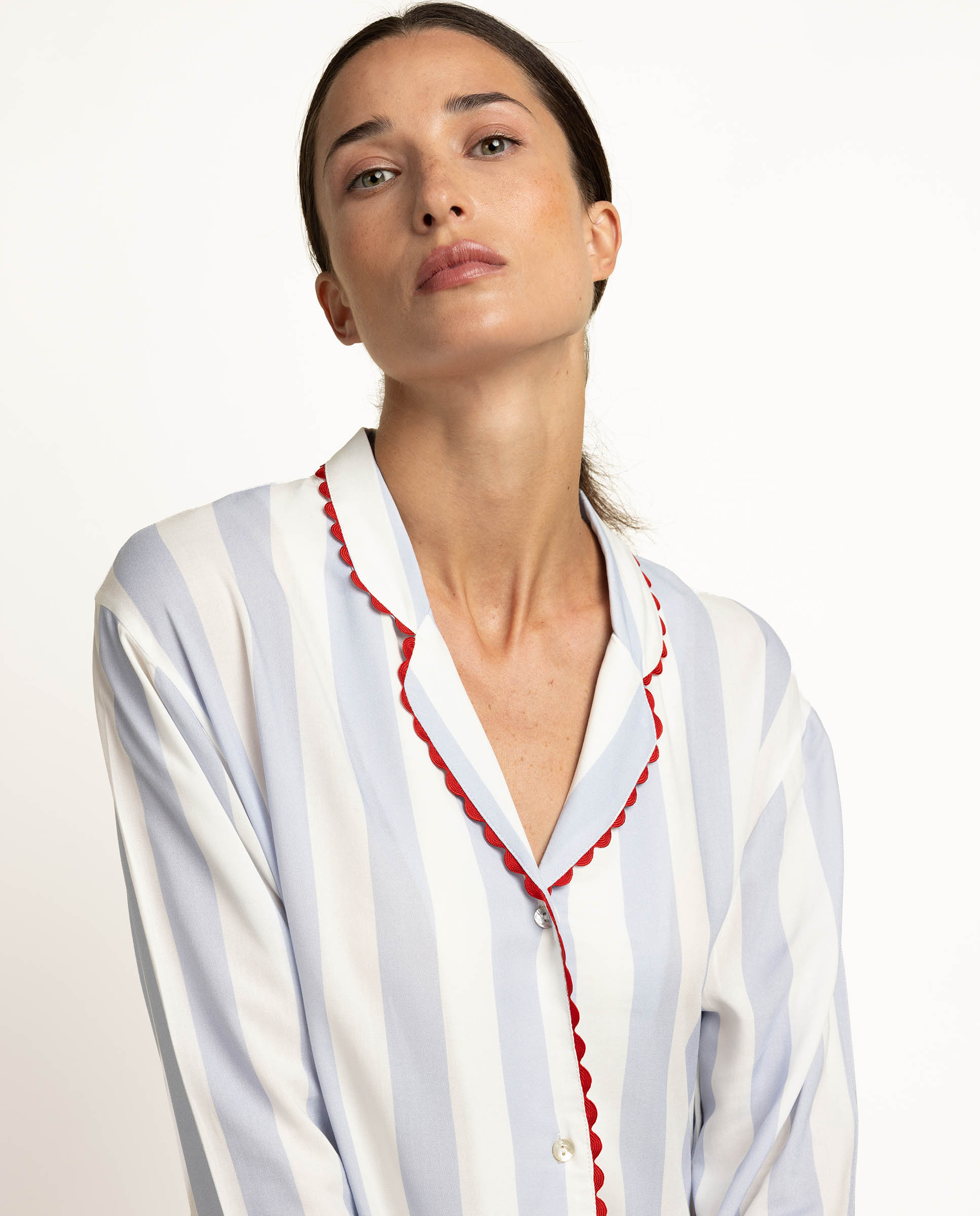 Camisón largo de mujer de tela viscosa - Admas - Azul Azul-3