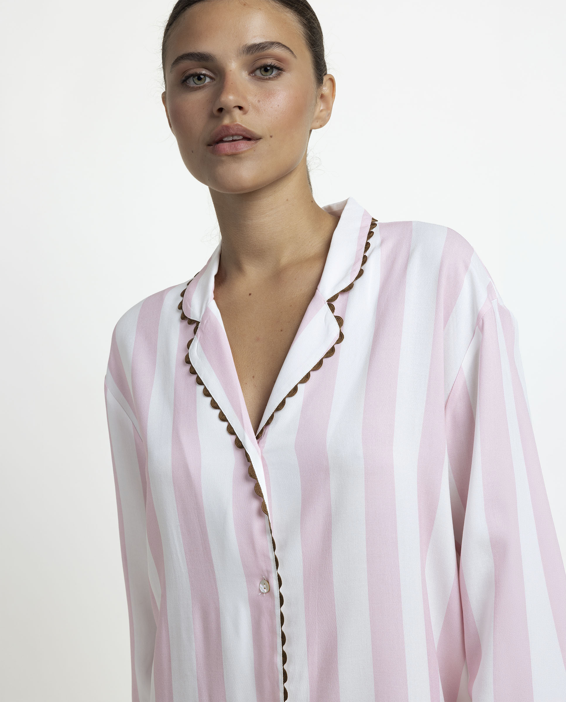Camisón largo de mujer de tela viscosa - Admas - Rosa Rosa-2