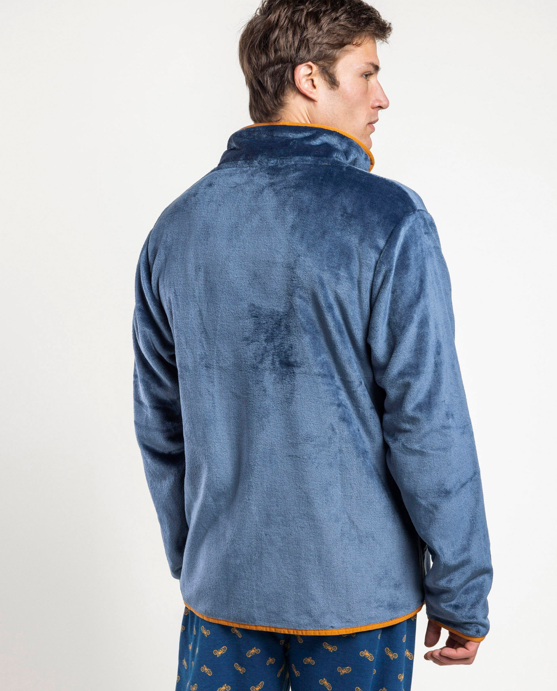 Imagen 2 de Bata de manga larga de hombre de tejido polar con cremallera - Admas - Azul Azul