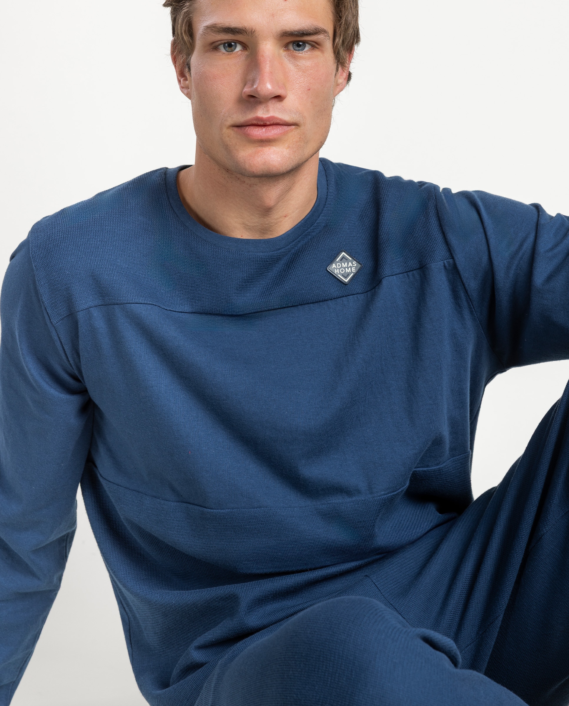 Imagen 3 de Pijama completo largo de hombre de punto de algodón - Admas - Azul Azul