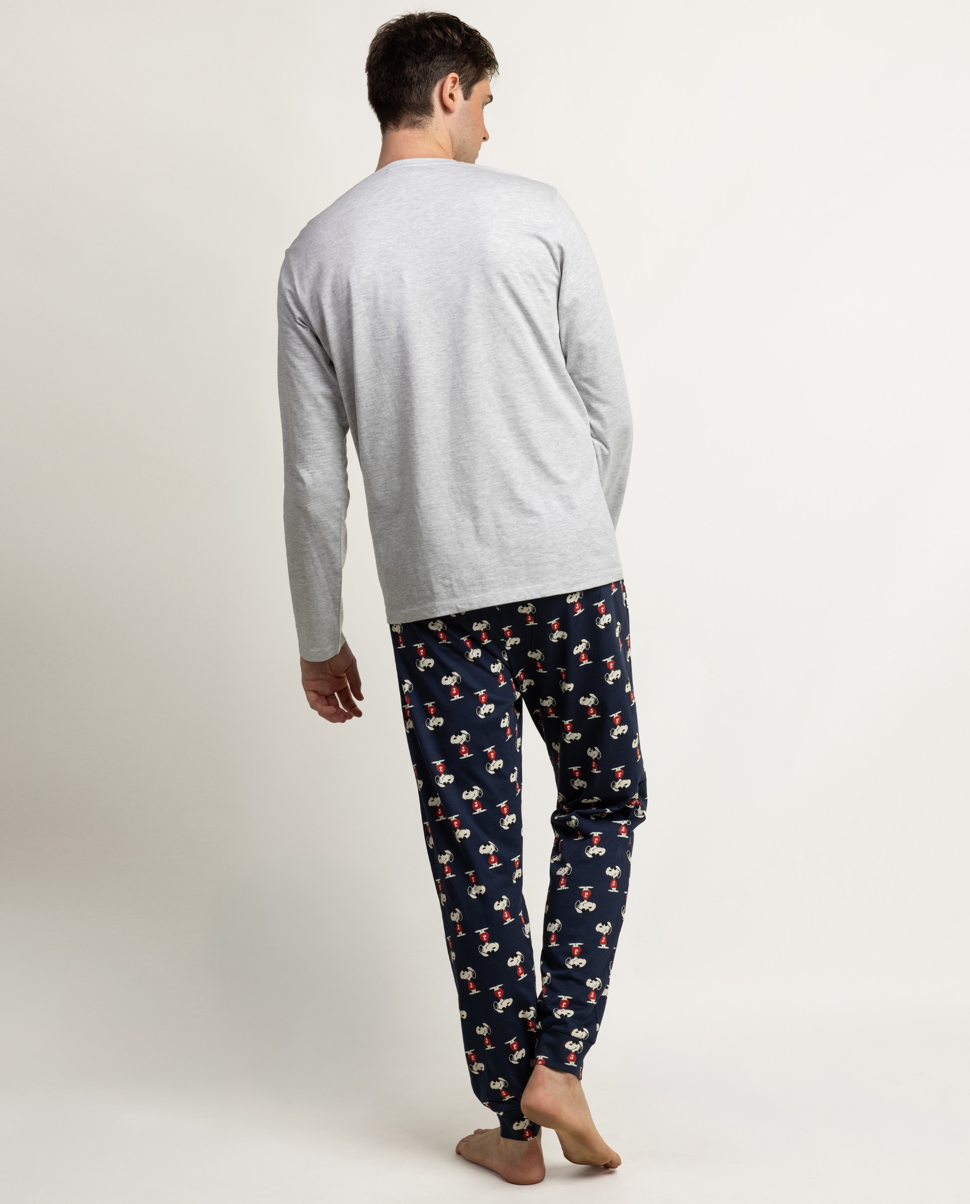 Pijama completo largo de hombre de punto de algodón - Peanuts - Gris Gris-2