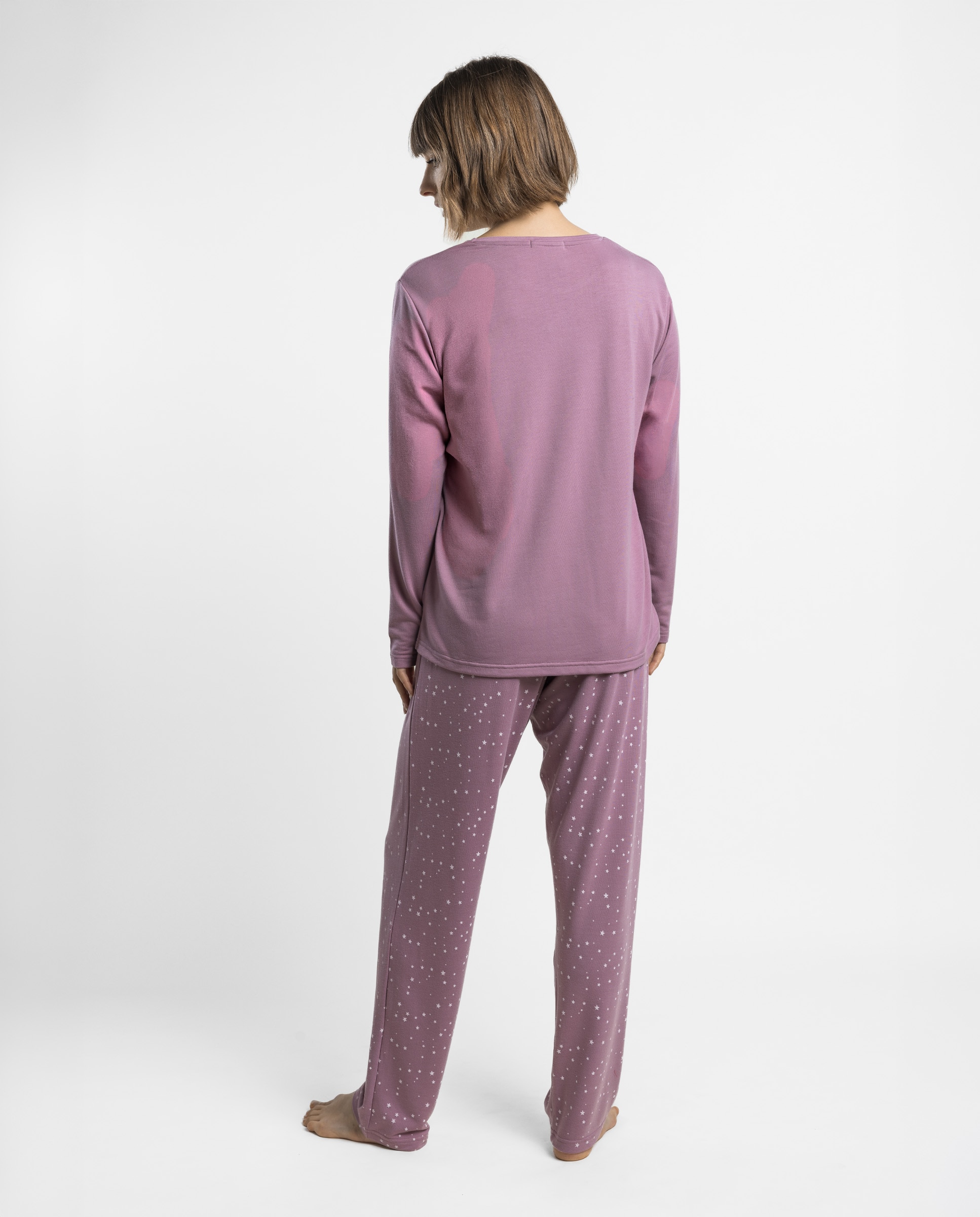 Pijama largo de mujer de punto viscosa - Admas - Rosa Rosa-2