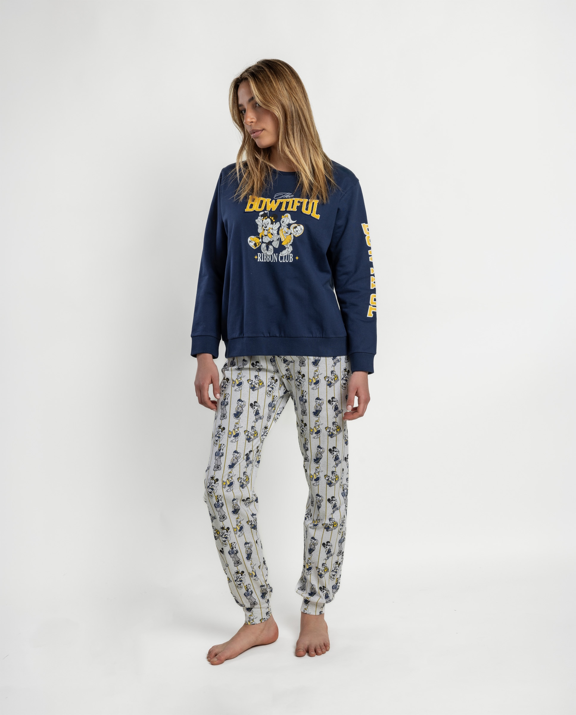 Pijama largo de mujer de tejido felpa - Disney - Azul marino Azul marino-1