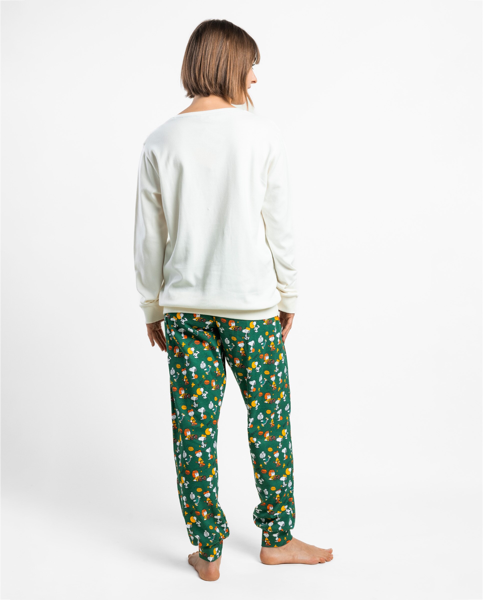 Pijama largo de mujer de punto interlock de algodón - Peanuts - Crudo Crudo-2