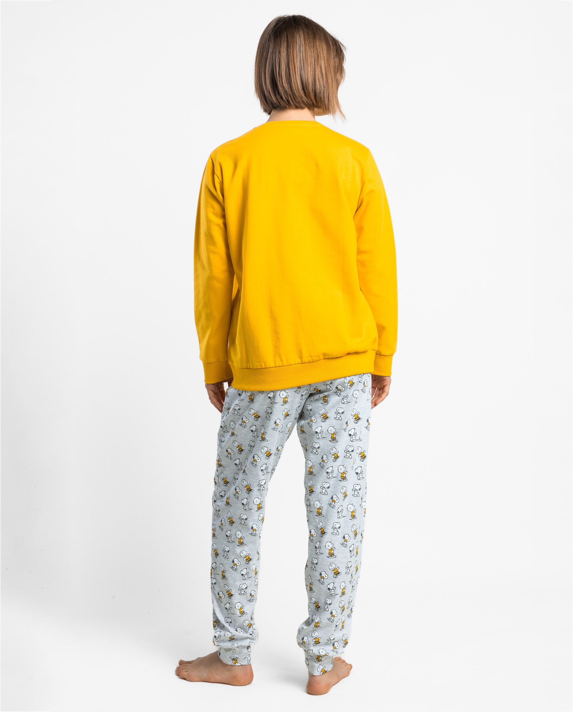 Pijama largo de mujer de tejido felpa - Peanuts - Amarillo Amarillo-2
