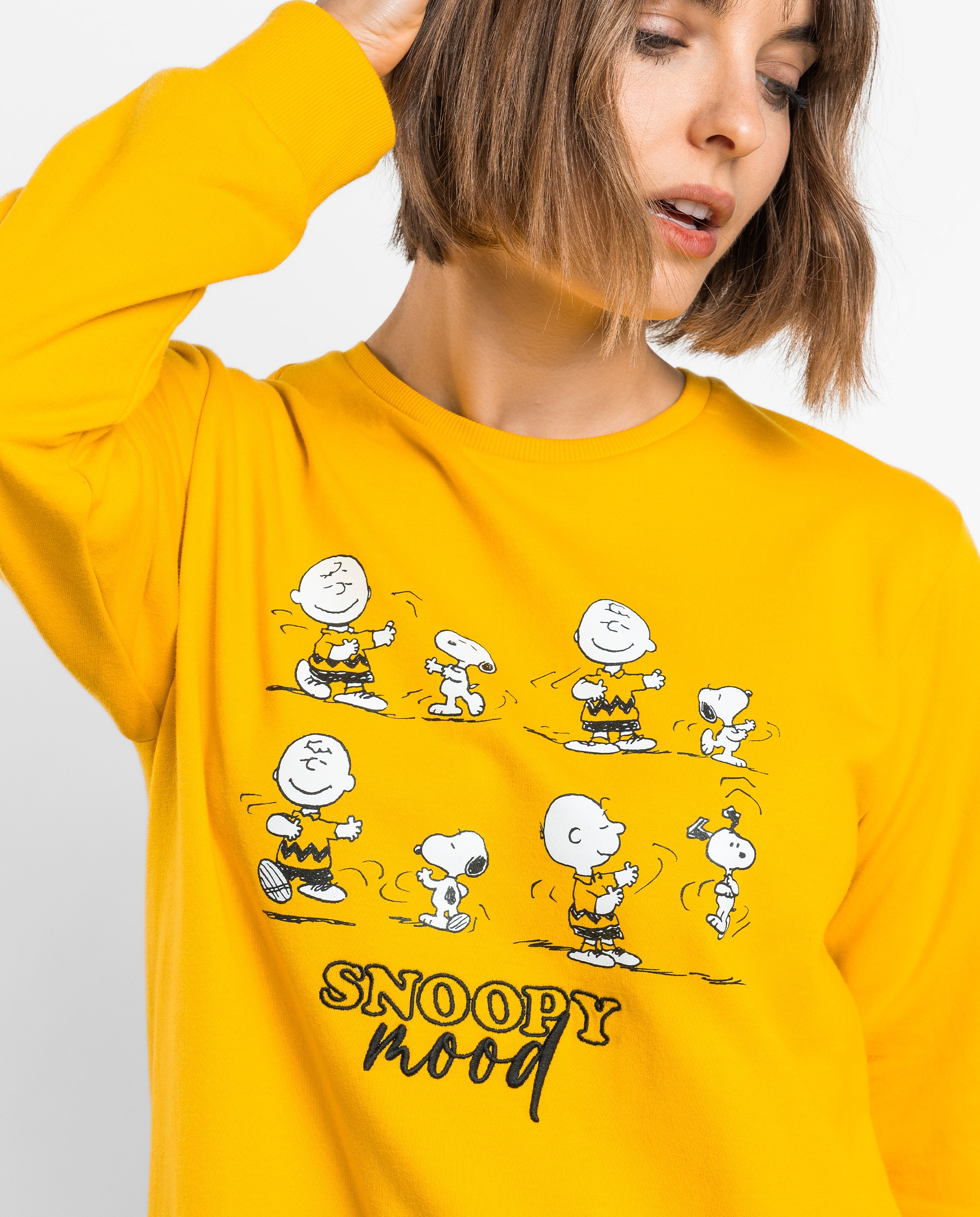 Pijama largo de mujer de tejido felpa - Peanuts - Amarillo Amarillo-3