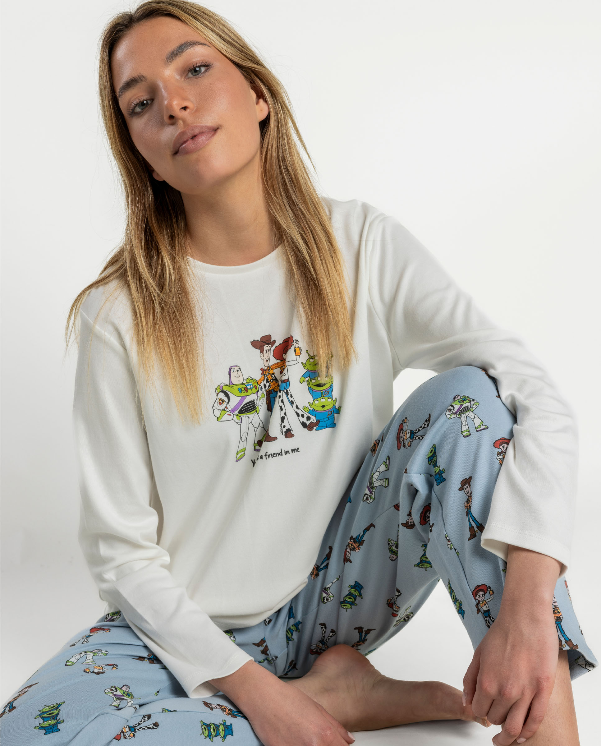 Pijama largo de mujer de punto de algodón - Disney - Crudo Crudo-3
