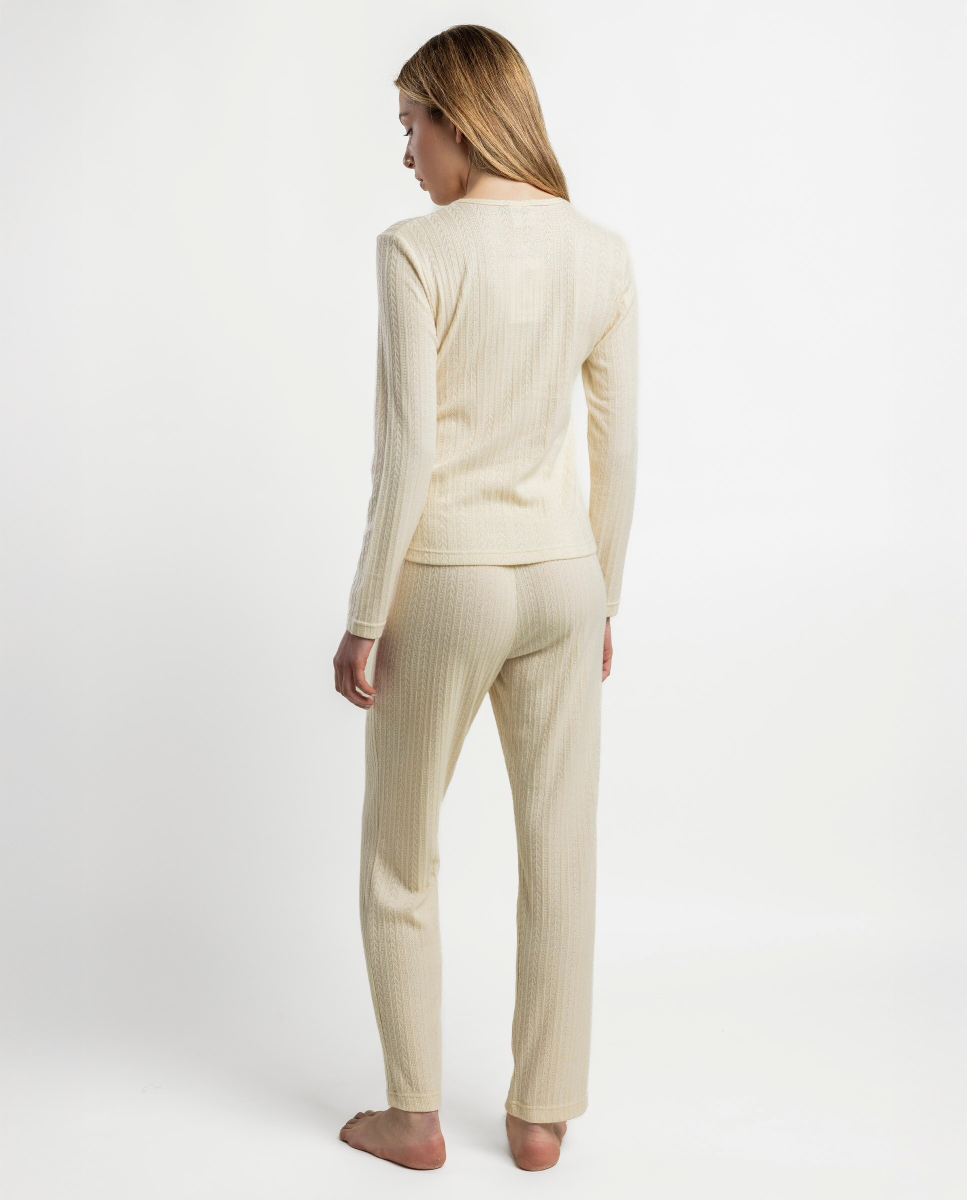 Pijama largo de mujer de punto viscosa - Admas - Crudo Crudo-2