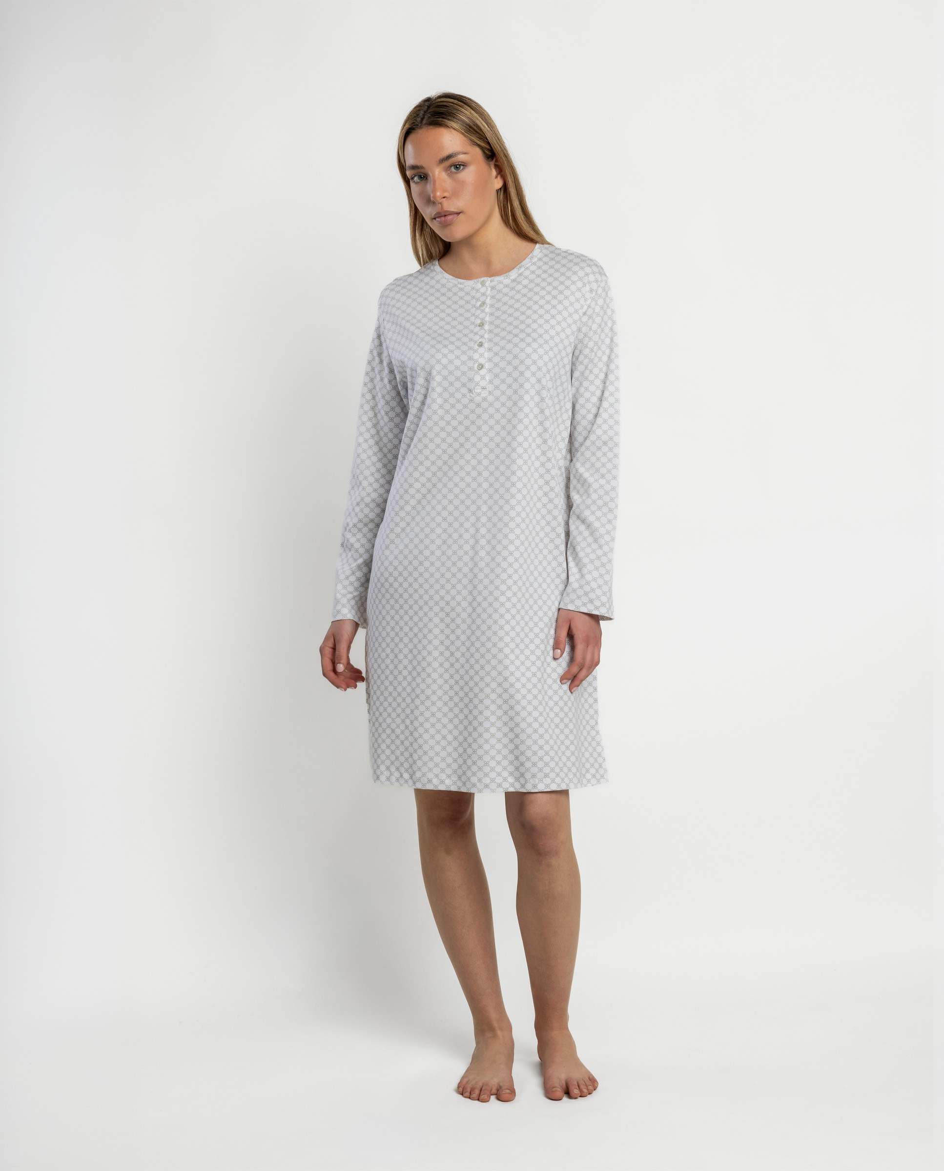 Camisón largo de mujer de punto viscosa - Admas - Crudo Crudo-1