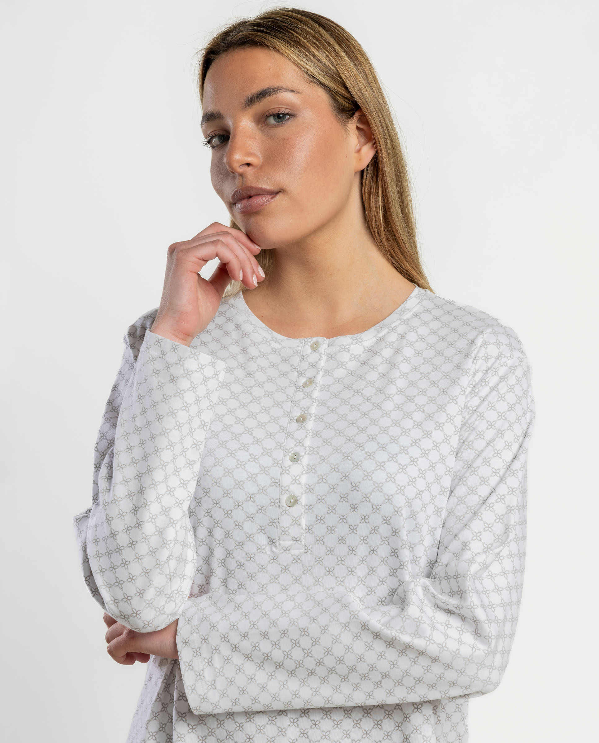 Camisón largo de mujer de punto viscosa - Admas - Crudo Crudo-3