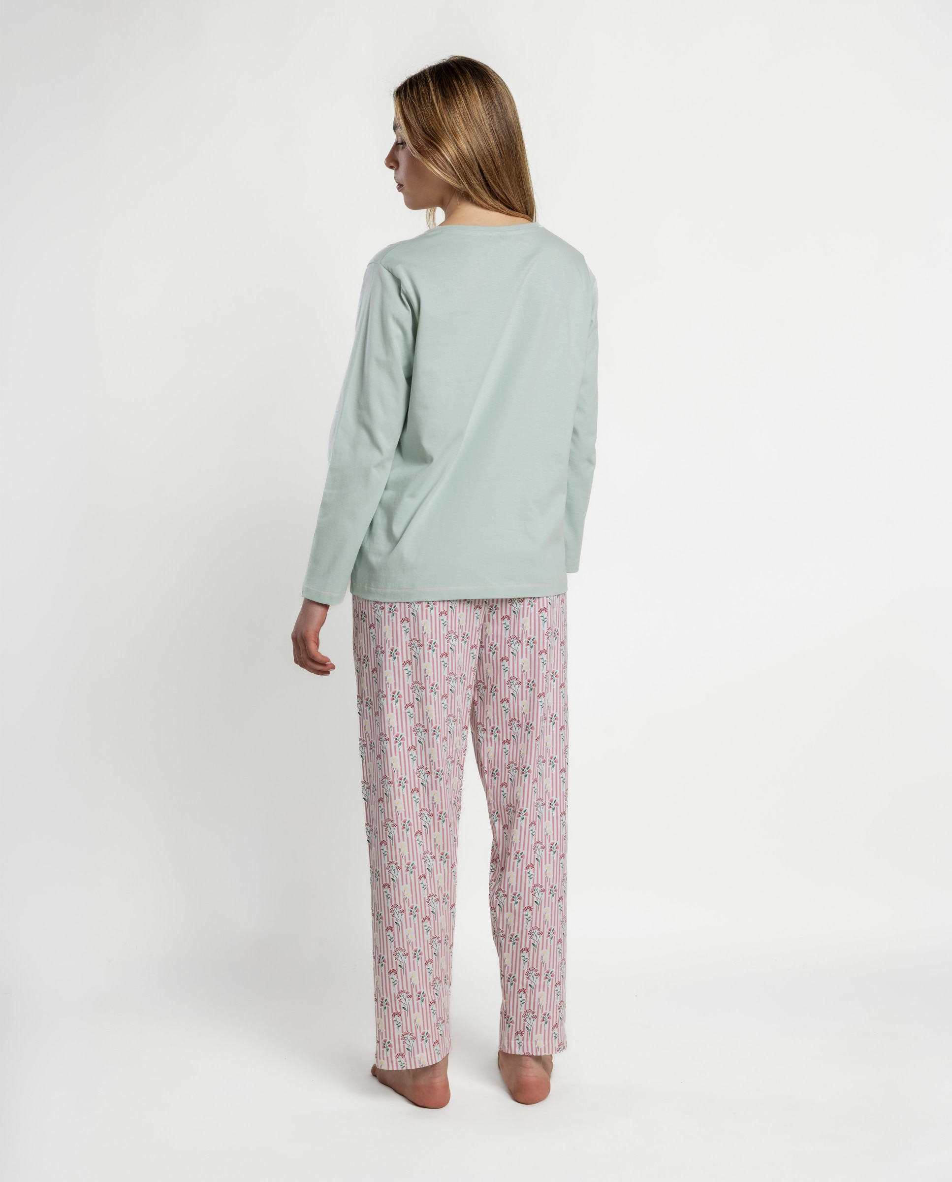 Pijama largo de mujer de punto de algodón - Disney - Verde Agua Verde Agua-2