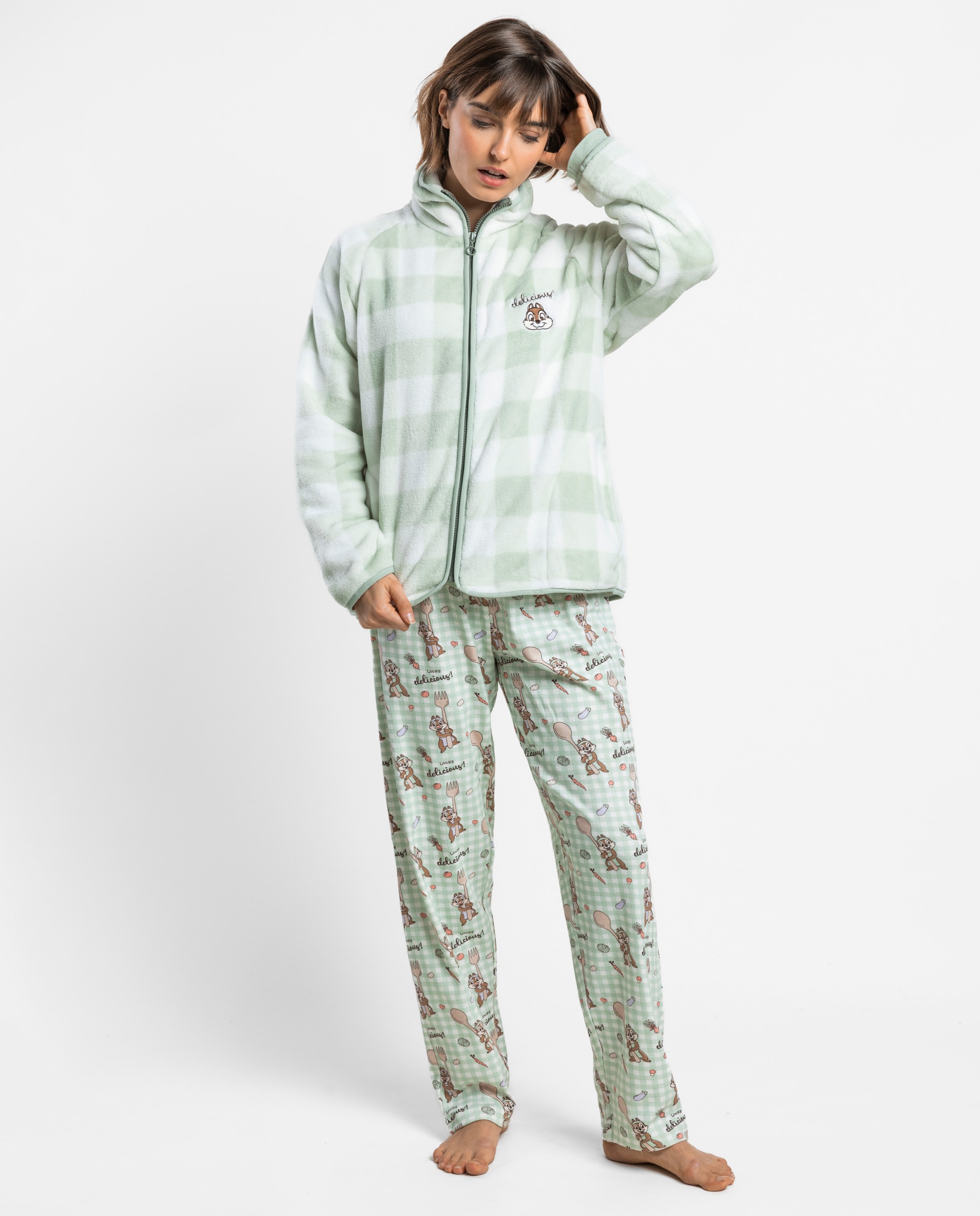 Bata de manga larga de mujer de tejido polar con cremallera - Disney - Verde Verde-1