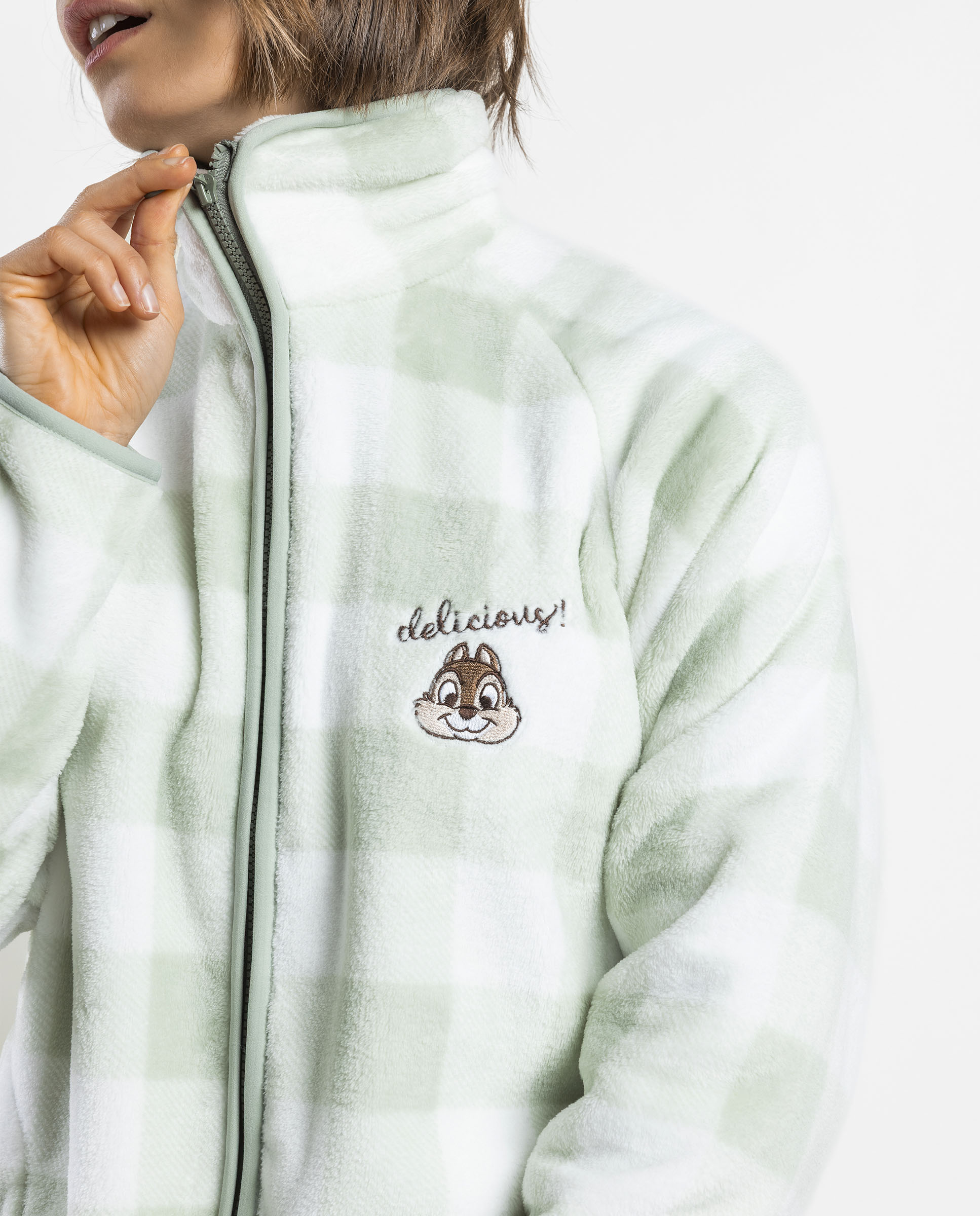 Bata de manga larga de mujer de tejido polar con cremallera - Disney - Verde Verde-3