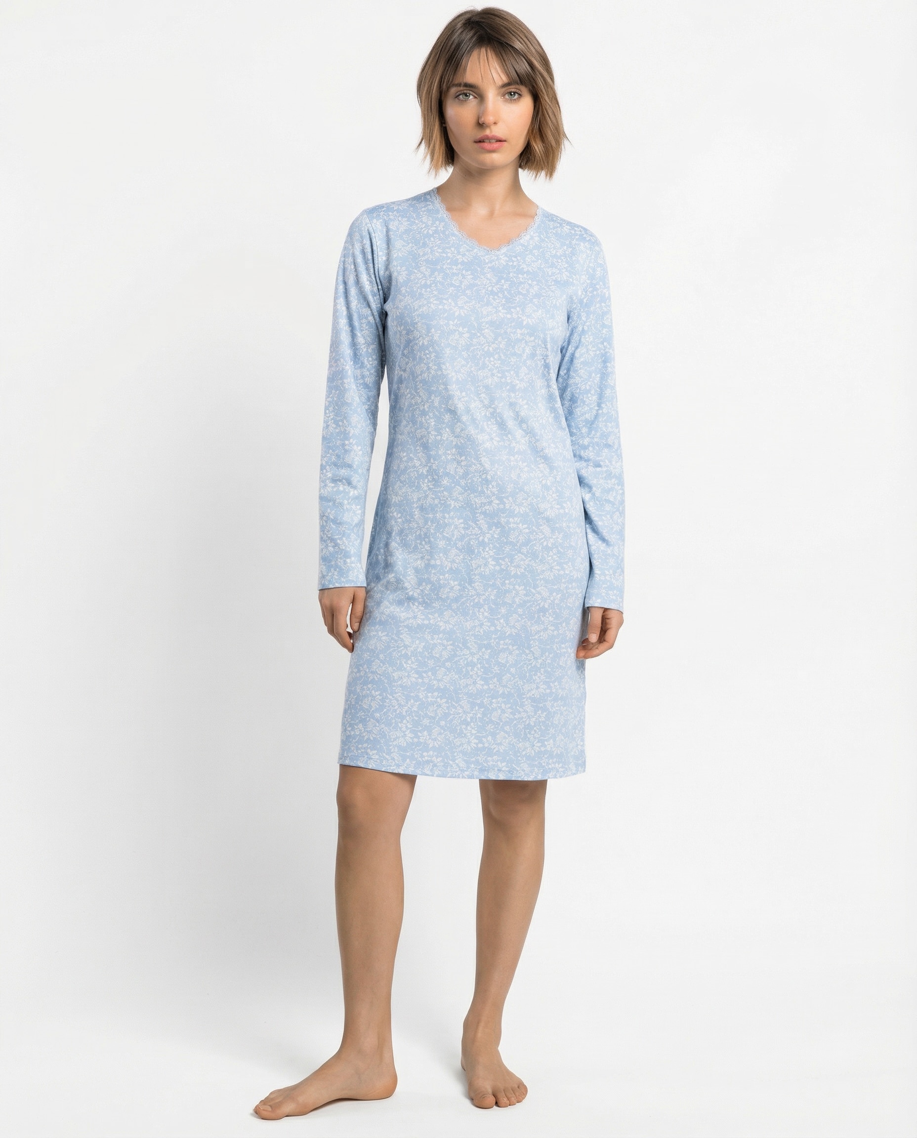Camisón largo de mujer de punto viscosa - Admas - Azul Azul-1