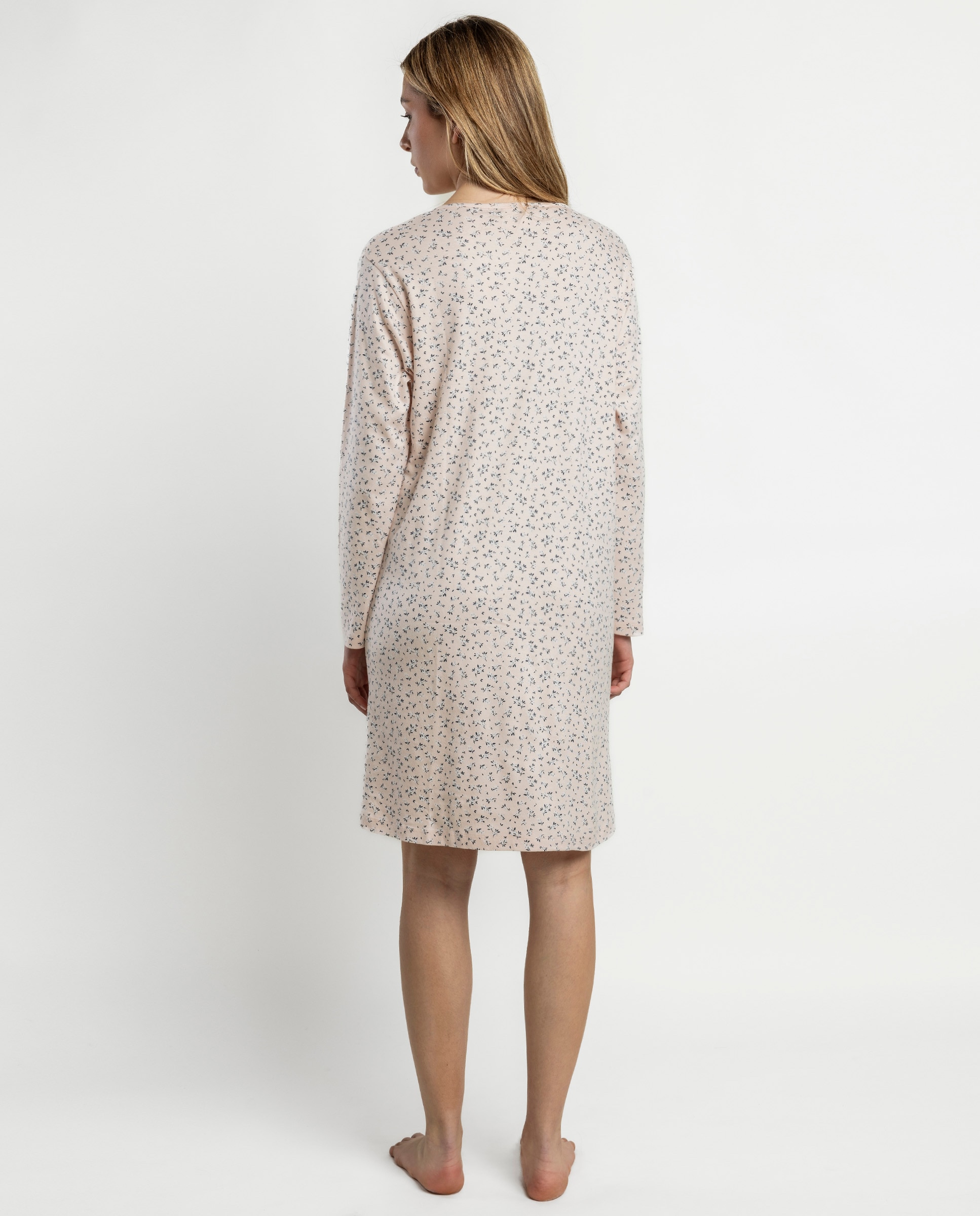 Camisón largo de mujer de punto interlock - Admas - Rosa Rosa-2