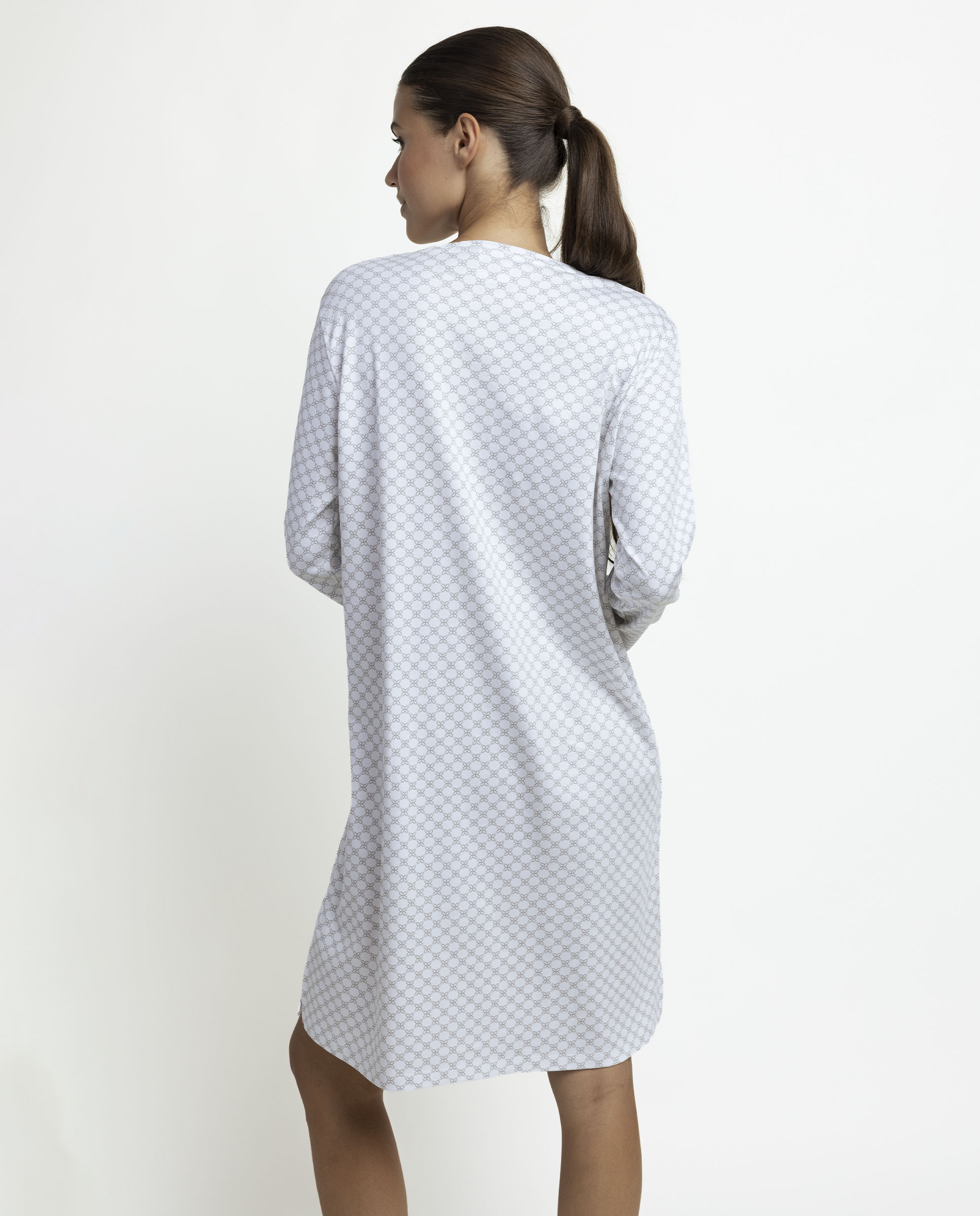 Camisón largo de mujer de punto interlock - Admas - Gris claro Gris claro-2