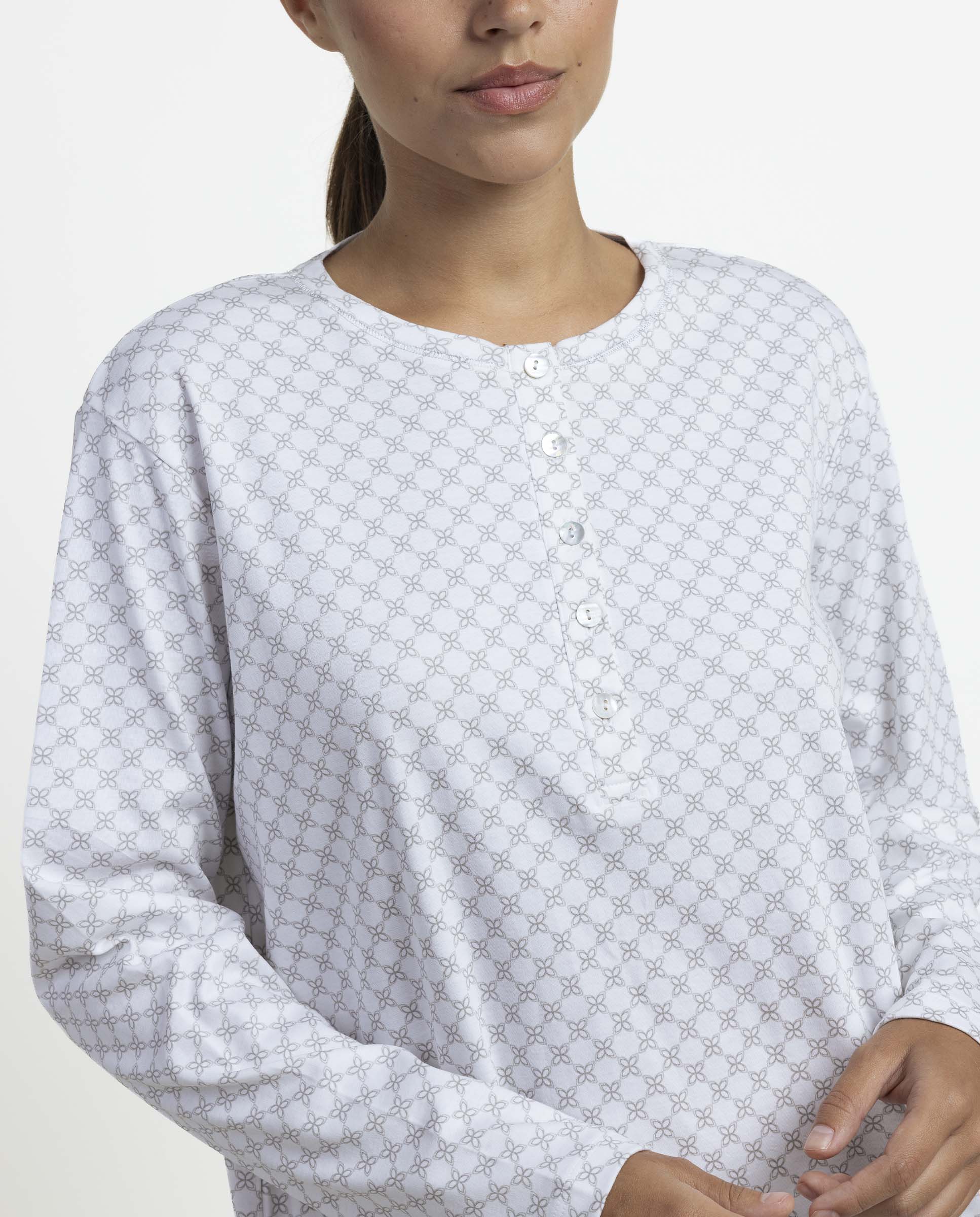 Camisón largo de mujer de punto interlock - Admas - Gris claro Gris claro-3