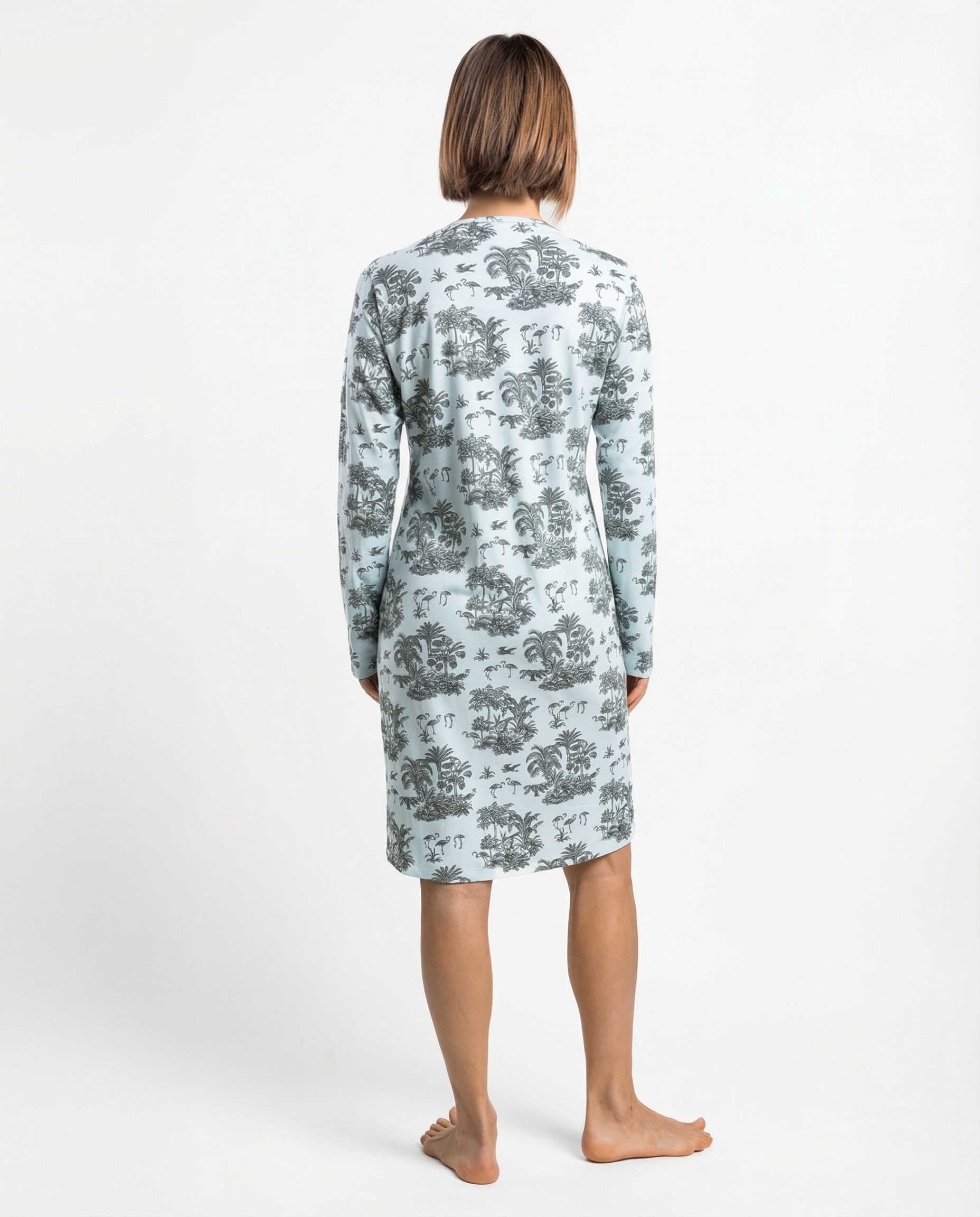 Camisón largo de mujer de punto interlock - Admas - Azul Azul-2