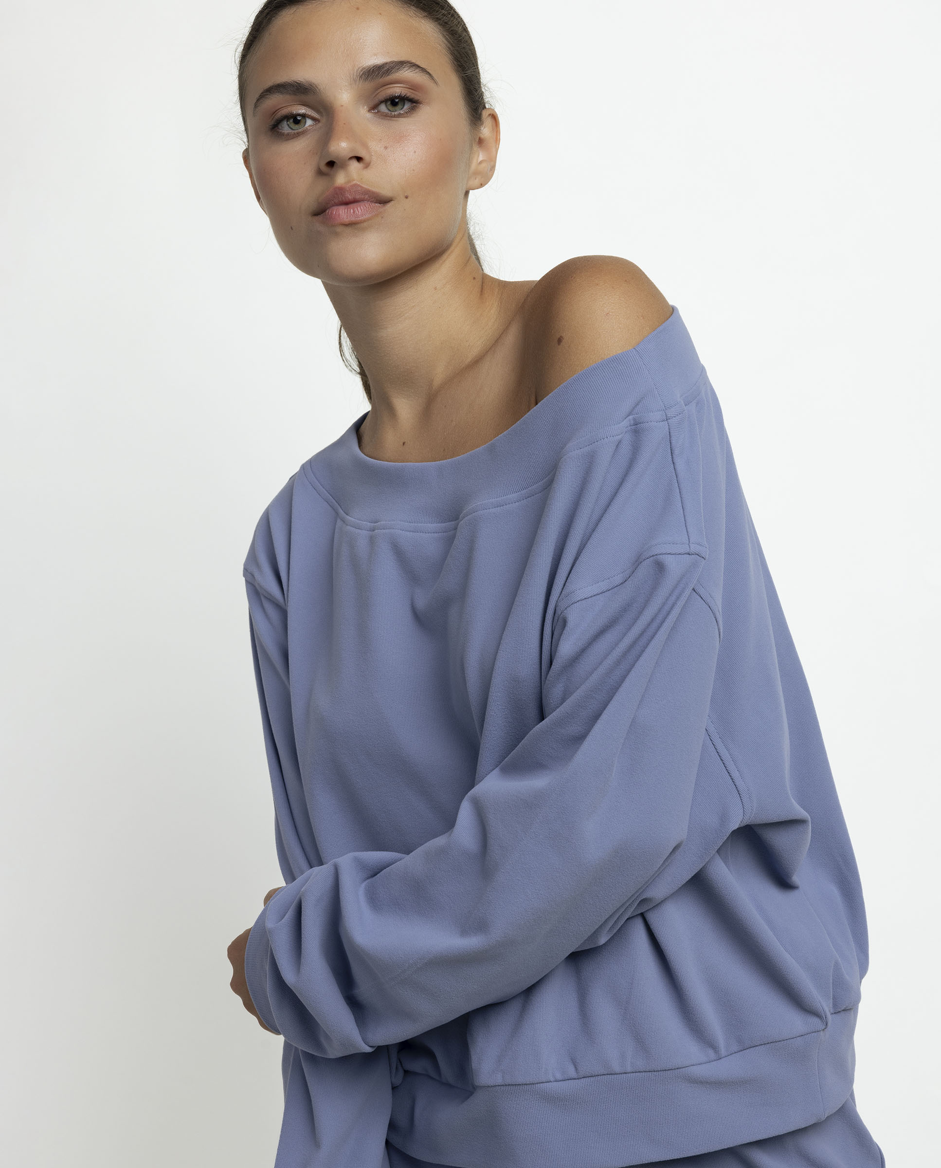 Pijama largo de mujer de punto de microfibra - Admas - Azul Azul-3