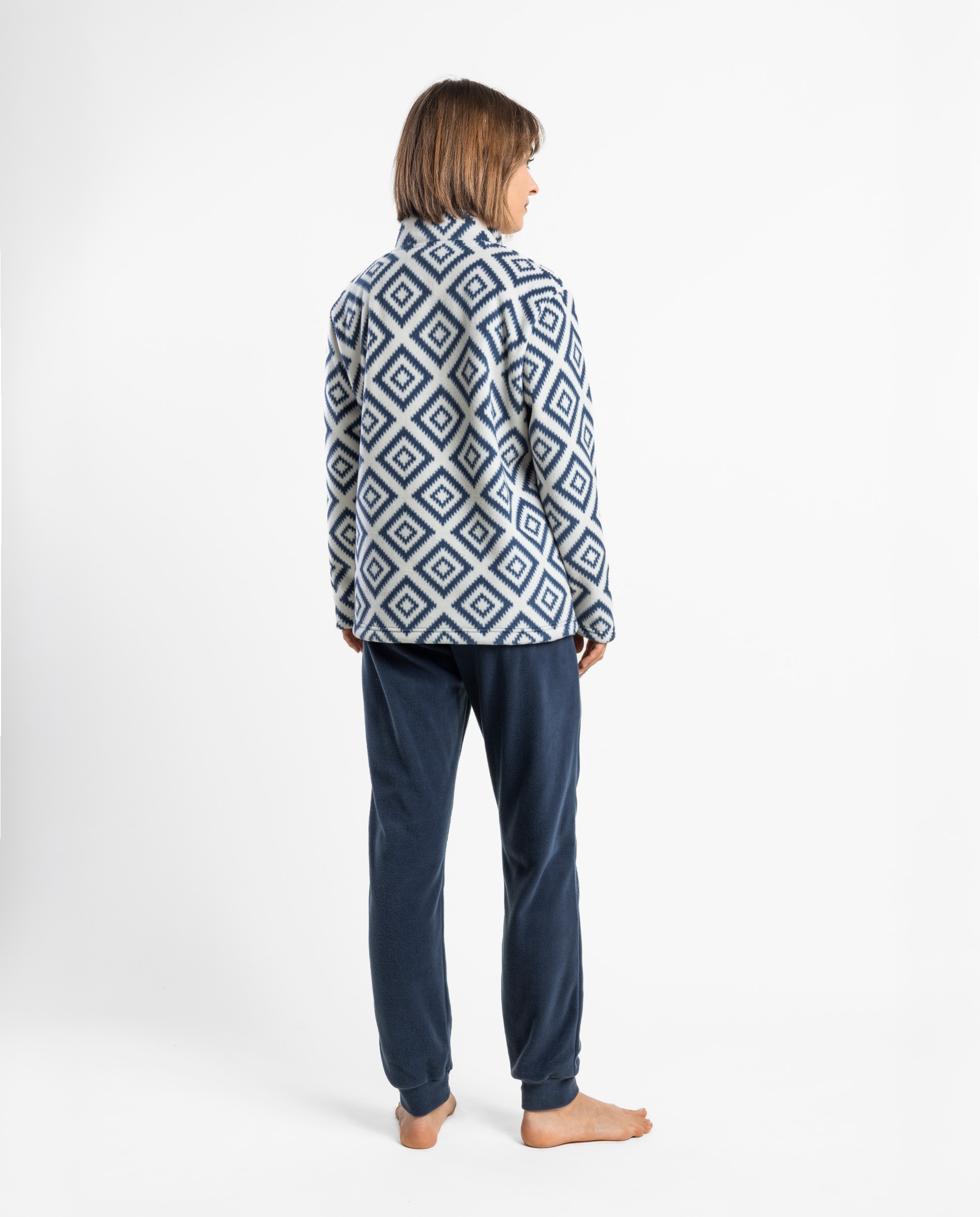 Pijama largo de mujer de tejido micropolar calentito - Admas - Azul marino Azul marino-2