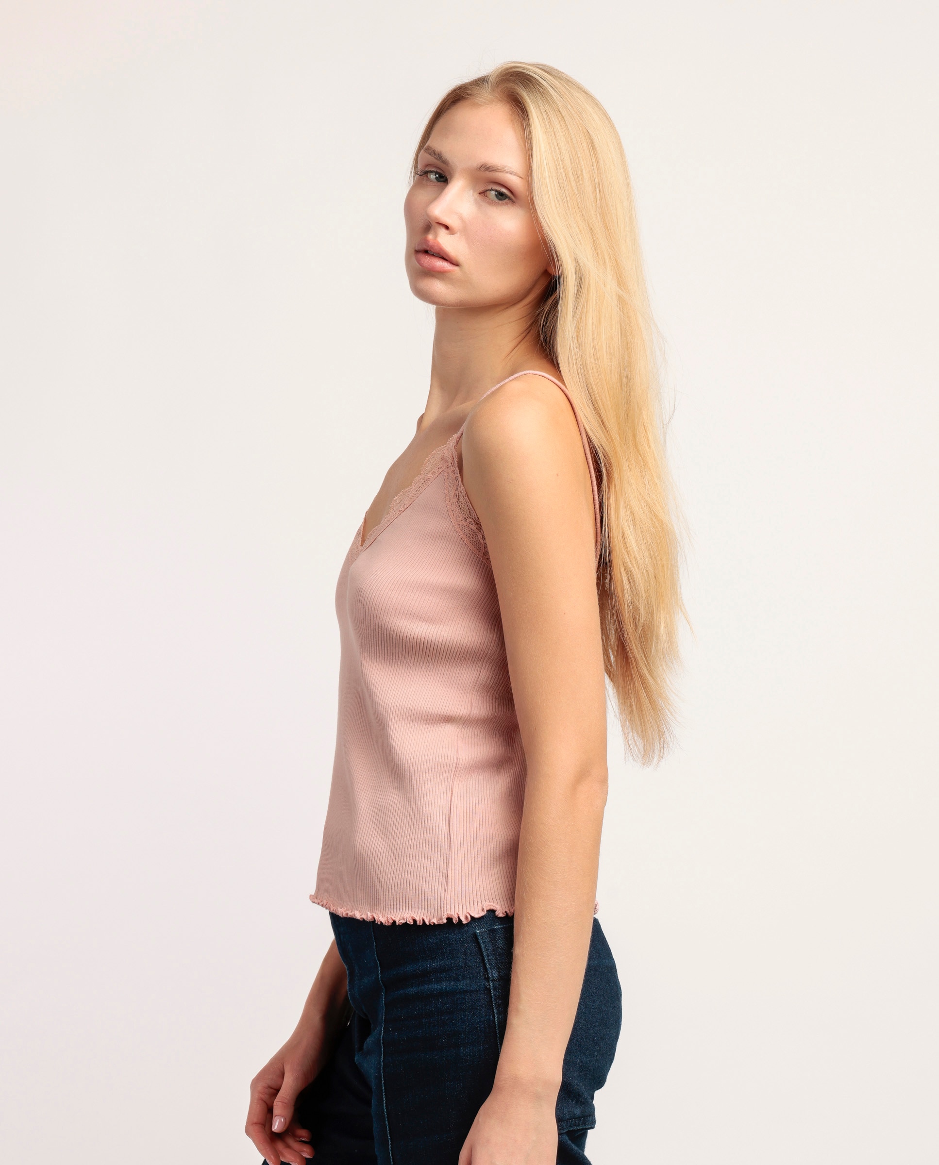 Camiseta interior de mujer de tirantes de punto canalé - Admas - Rosa Rosa-2