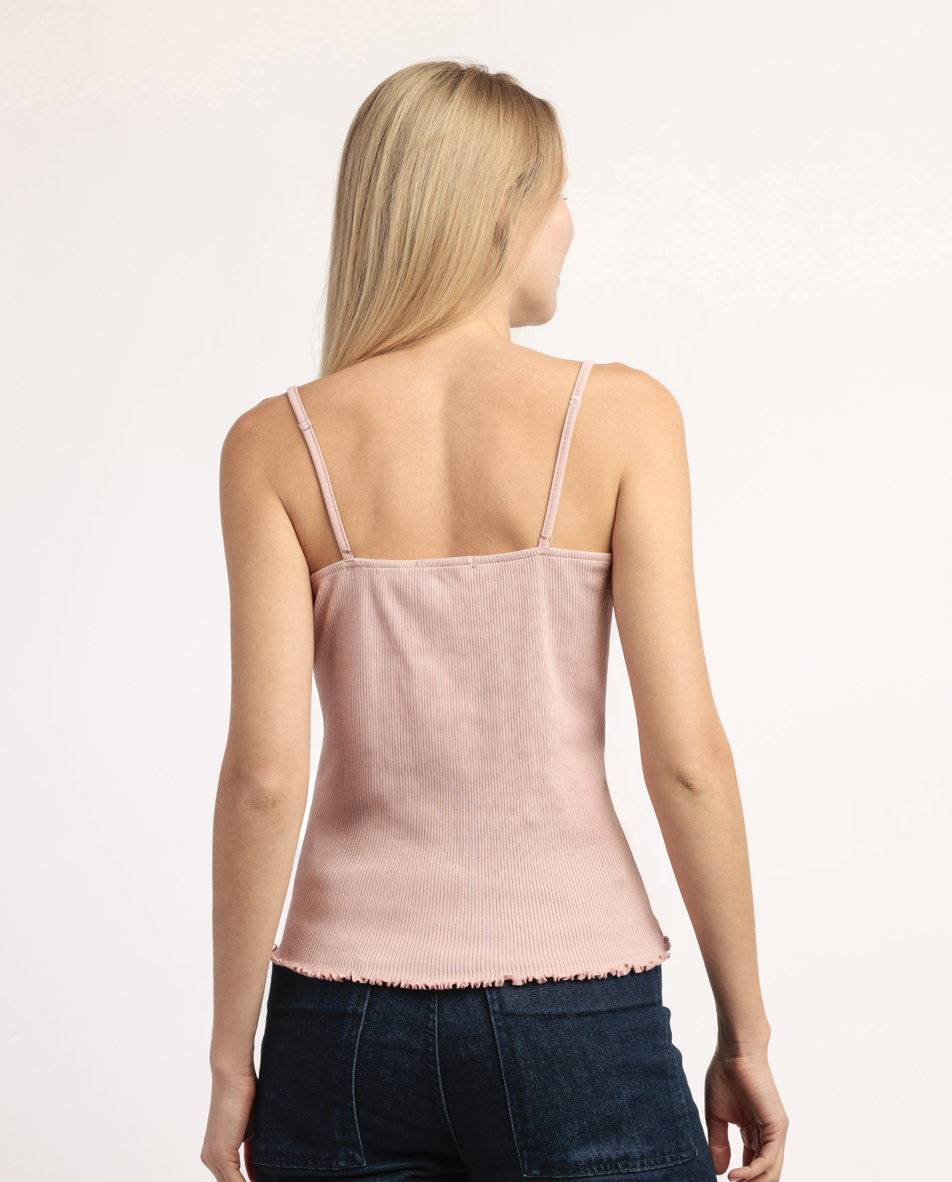 Camiseta interior de mujer de tirantes de punto canalé - Admas - Rosa Rosa-3