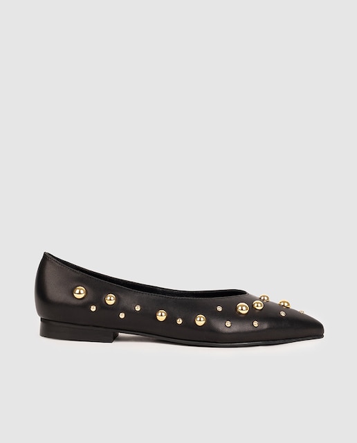 Imagen 0 de Zapatos planos de mujer en piel en color negro