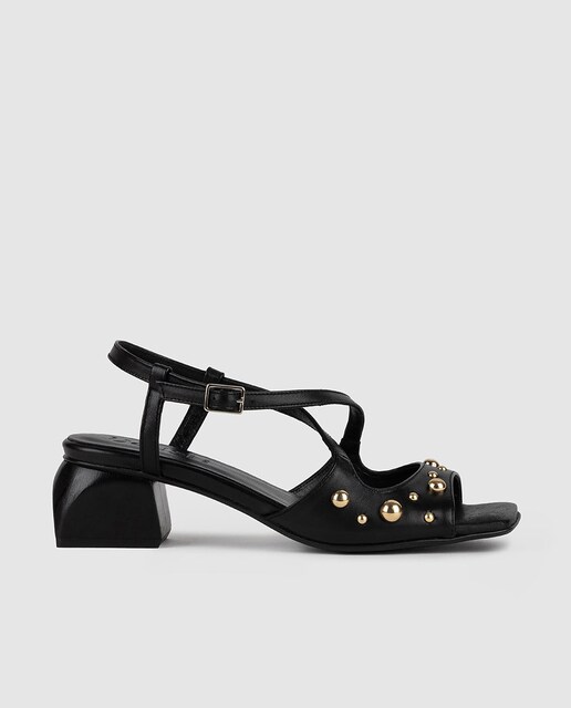Imagen 0 de Sandalias de tacón de mujer de piel en color negro
