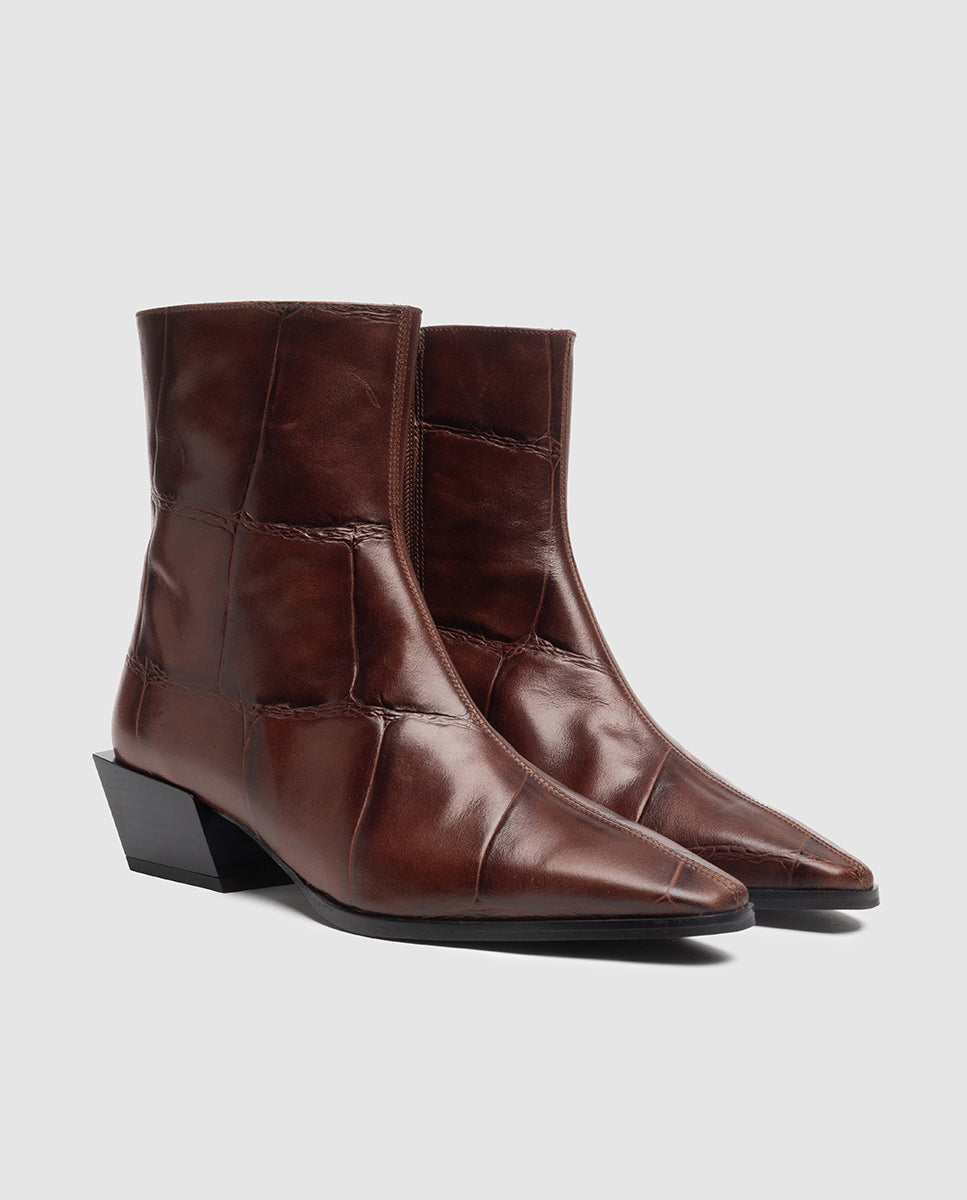 Imagen 4 de Botines de tacón de mujer en piel en - Dansi - Caoba Caoba