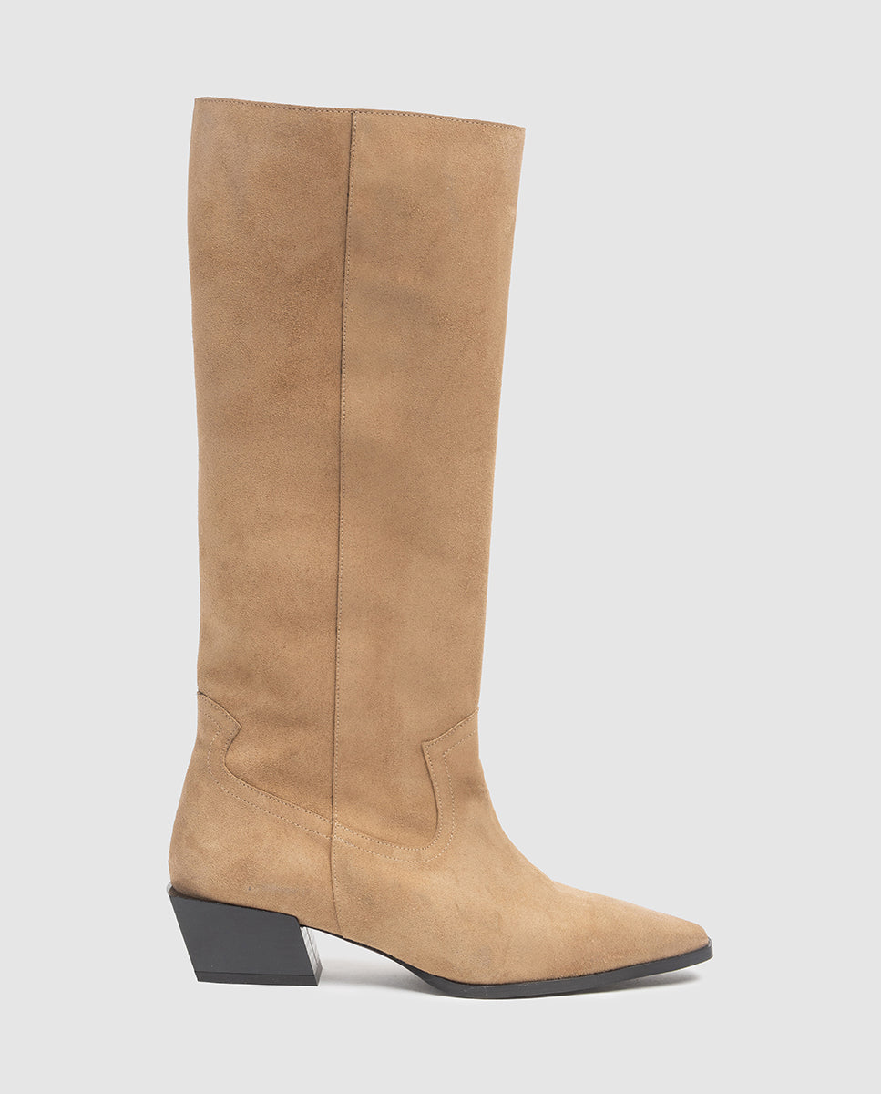 Imagen 0 de Botas de tacón de mujer en serraje en avellana Avellana