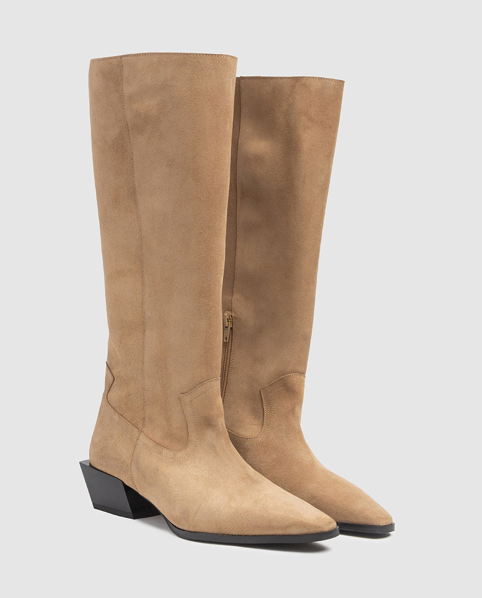 Imagen 2 de Botas de tacón de mujer en serraje en - Dansi - Avellana Avellana