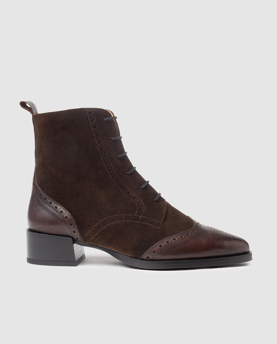 Imagen 1 de Botines de tacón de mujer en piel en caoba y chocolate Marrón