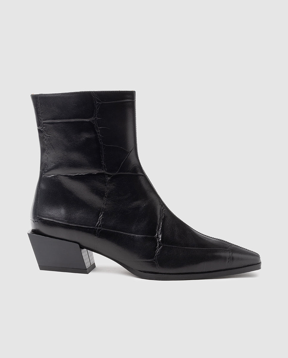 Imagen 0 de Botines de tacón de mujer en piel en negro Negro