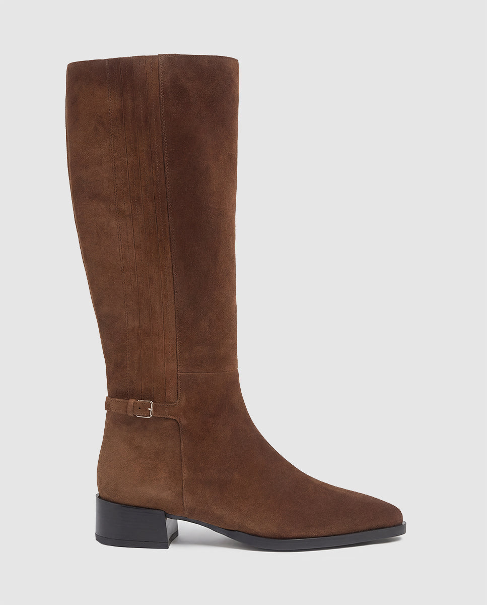 Imagen 1 de Botas altas de mujer en serraje en tabaco Tabaco