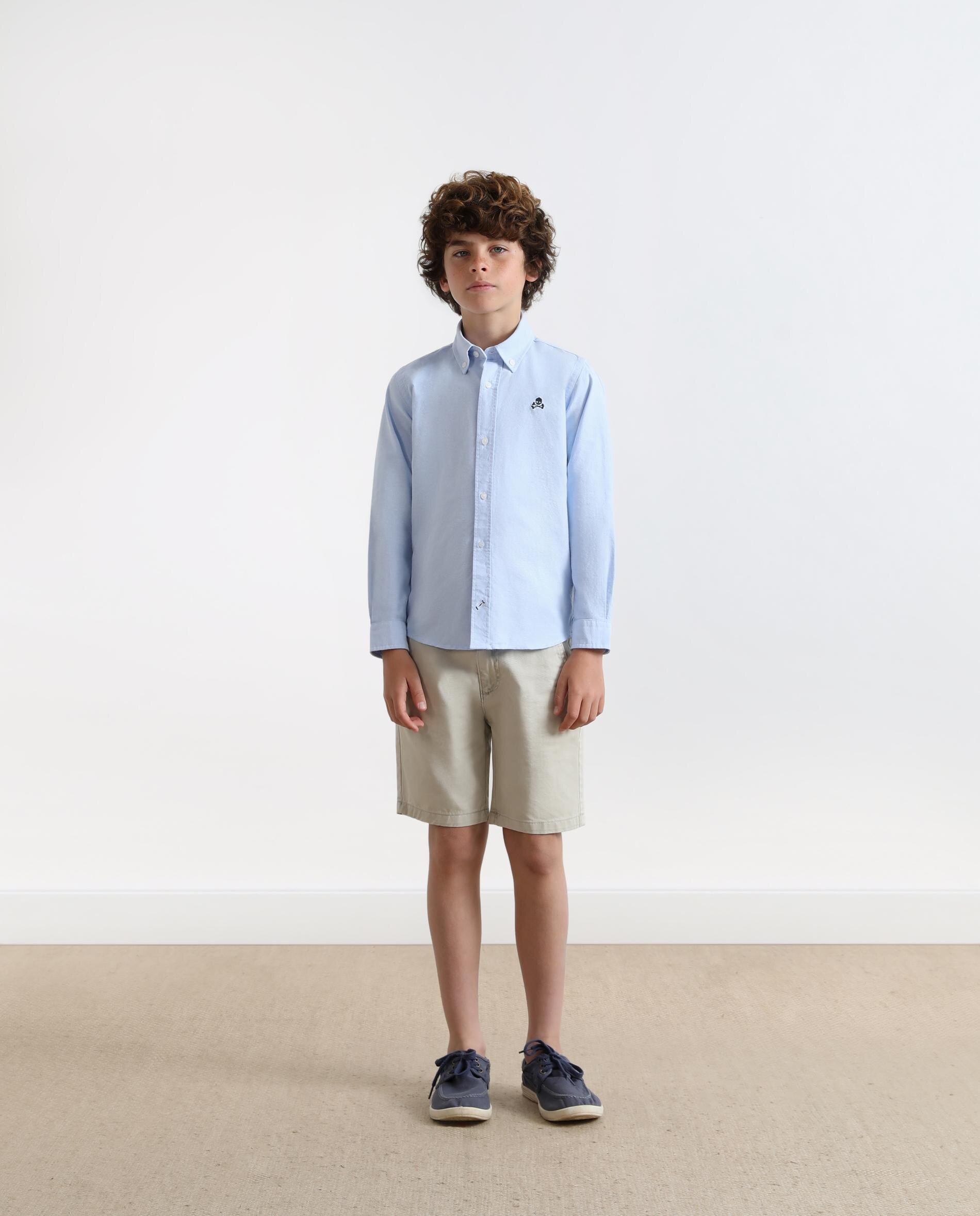 Camisa de niño de manga larga lisa - Scalpers - Azul claro Azul claro-4