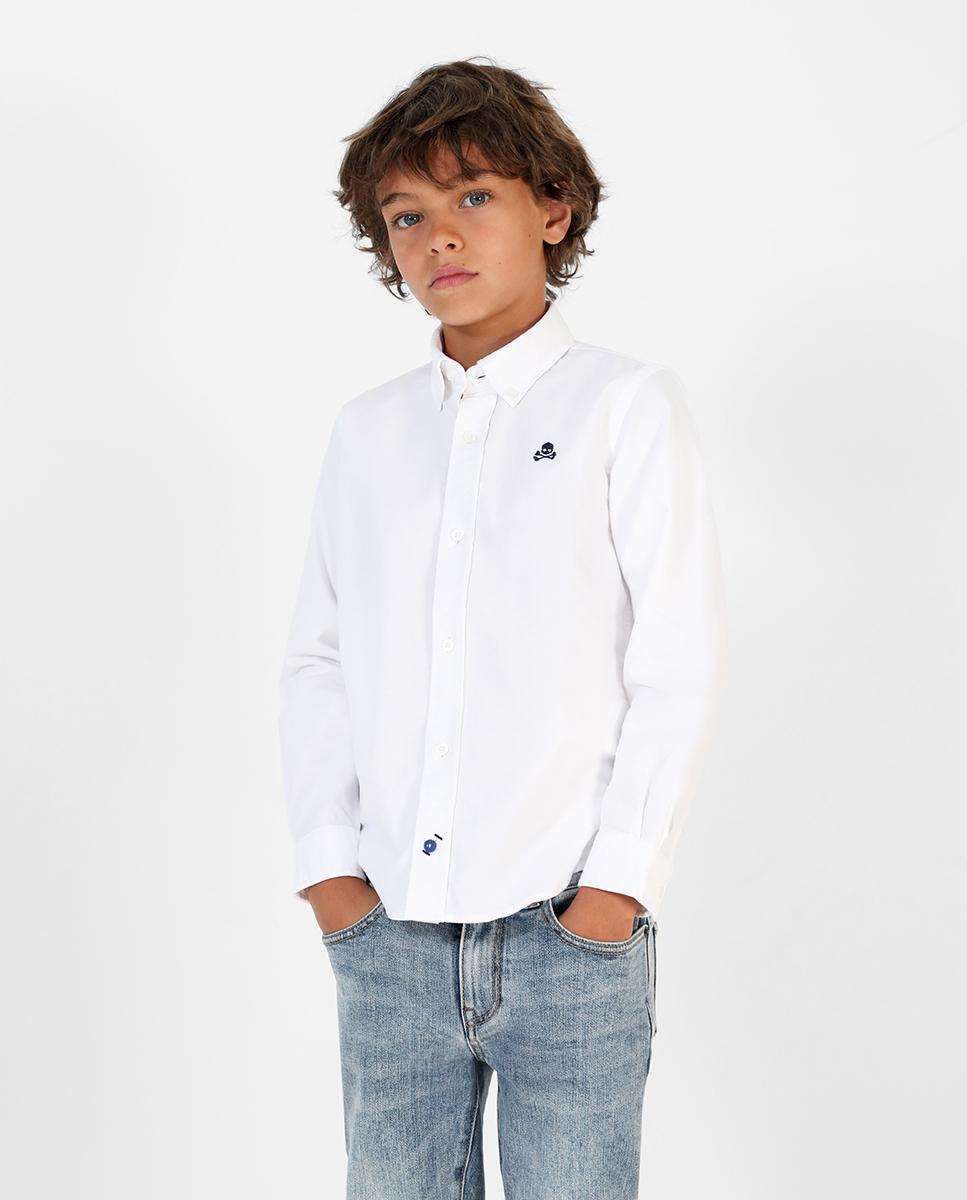 Camisa de niño de manga larga lisa - Scalpers - Blanco Blanco-1